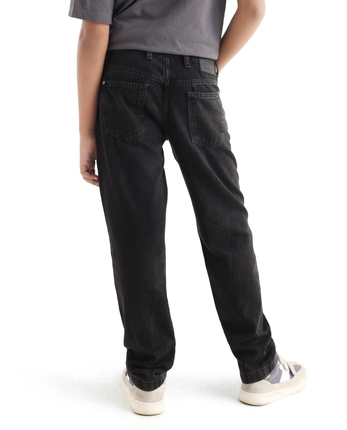 Rare Ones Kids Enim-K Grey Cotton Button Closure Plain Regular Fit Jeans