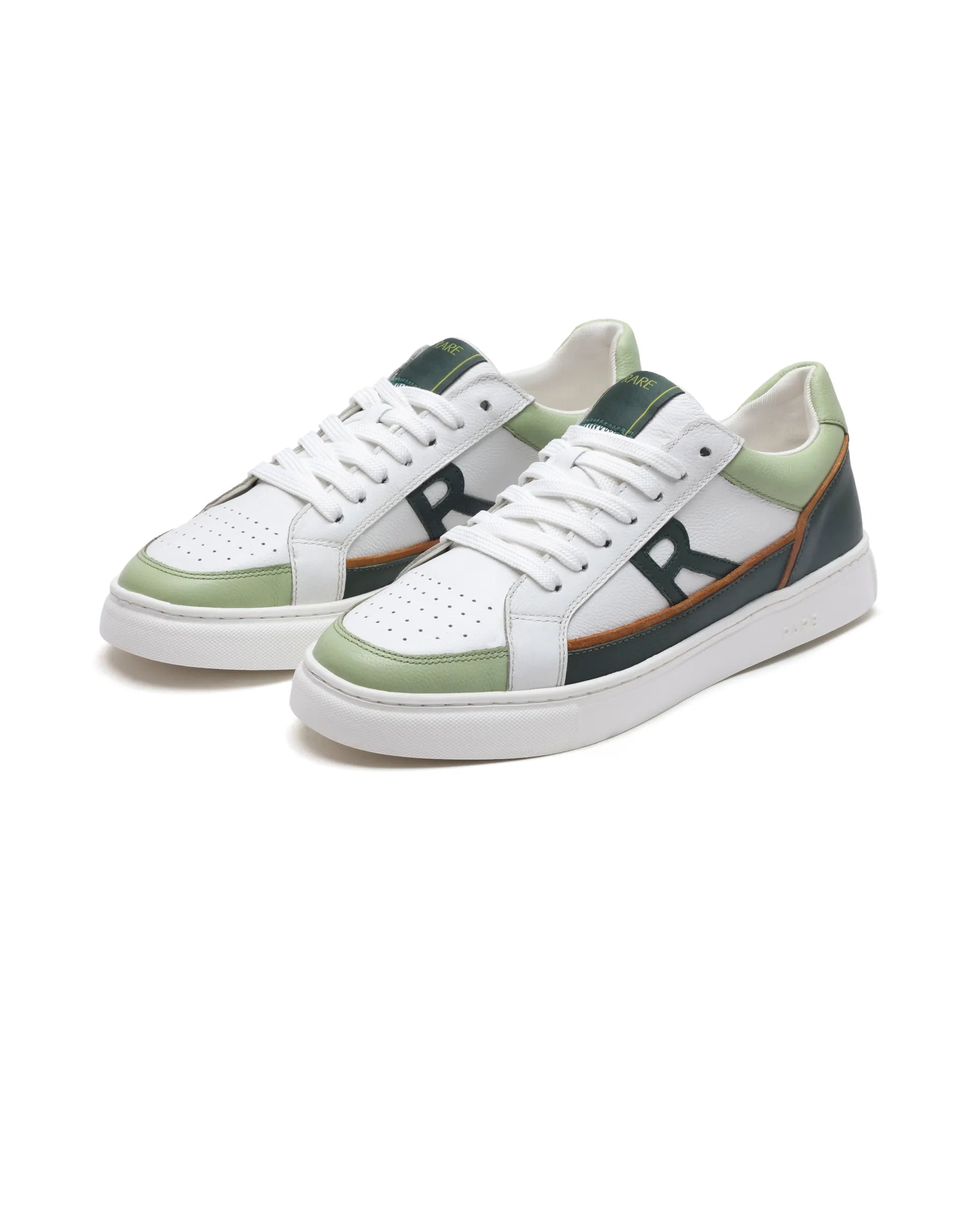 Rare Rabbit Men's Enzo Green Leather Lace-Up Closure Sneaker