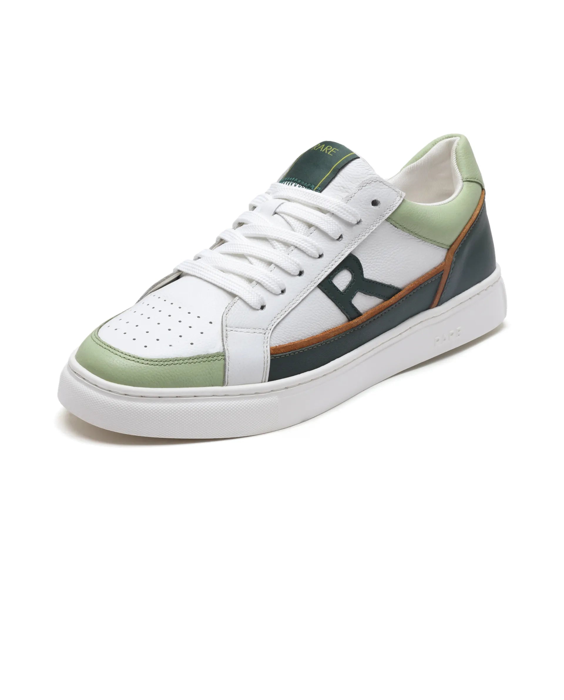 Rare Rabbit Men's Enzo Green Leather Lace-Up Closure Sneaker