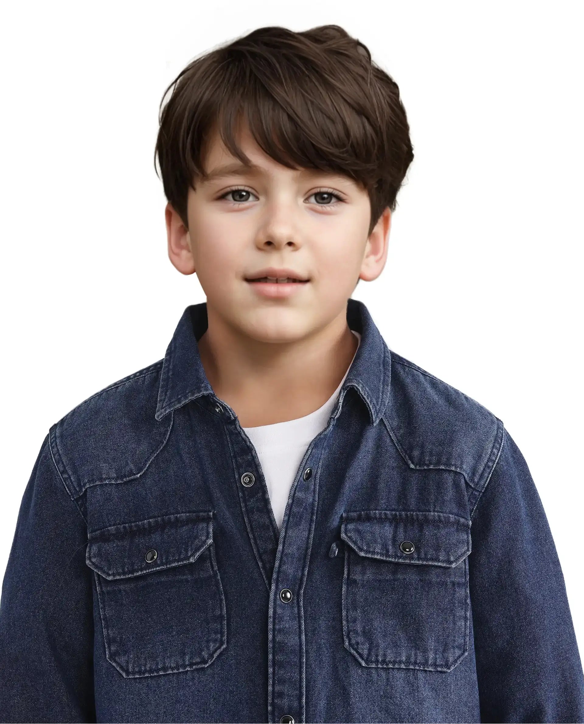 Rare Ones Kids Epan Navy Denim Full Sleeve Spread Collar Solid Shirt