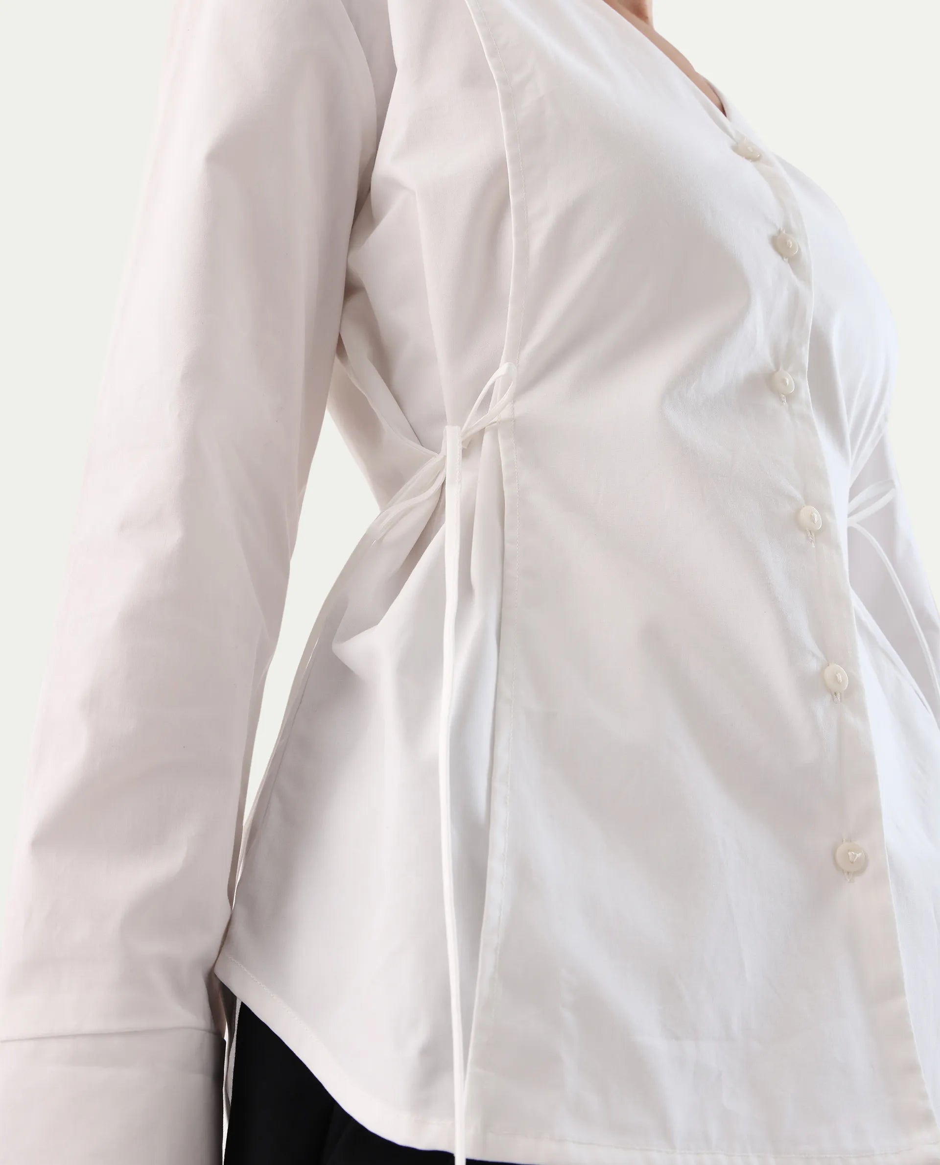 Rareism Women's Epled White Polyester Crew Neck Plain Cuffed Sleeve Regular Fit Top