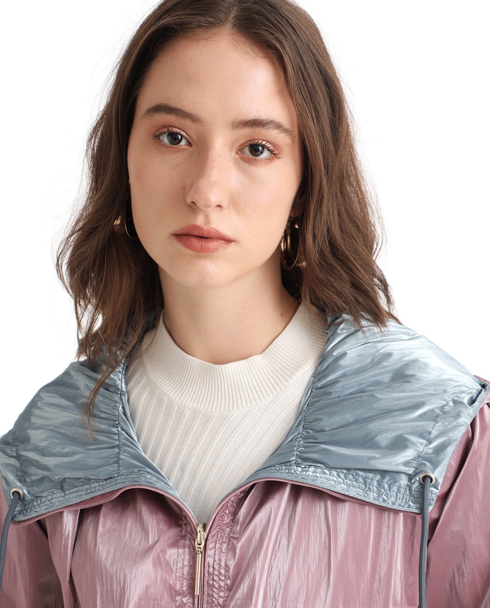 Rareism Women's Erber Pink Polyester Hooded Plain Balloon Sleeve Regular Fit Jacket