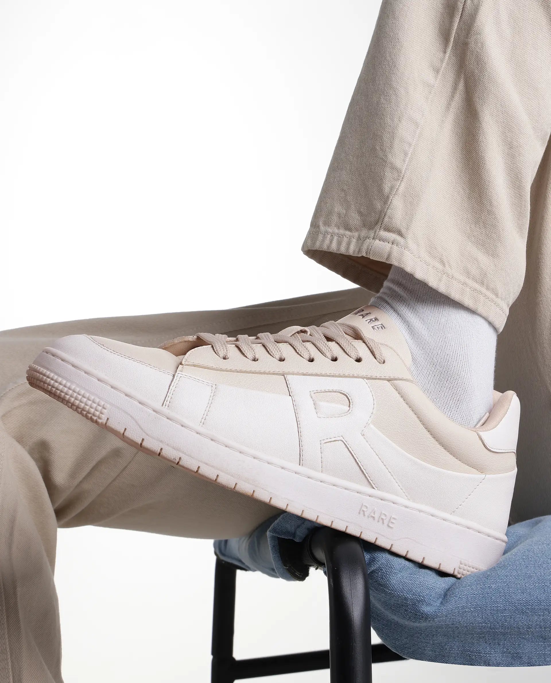 Rare Rabbit Men's Erik Beige Micro Fiber Sneaker