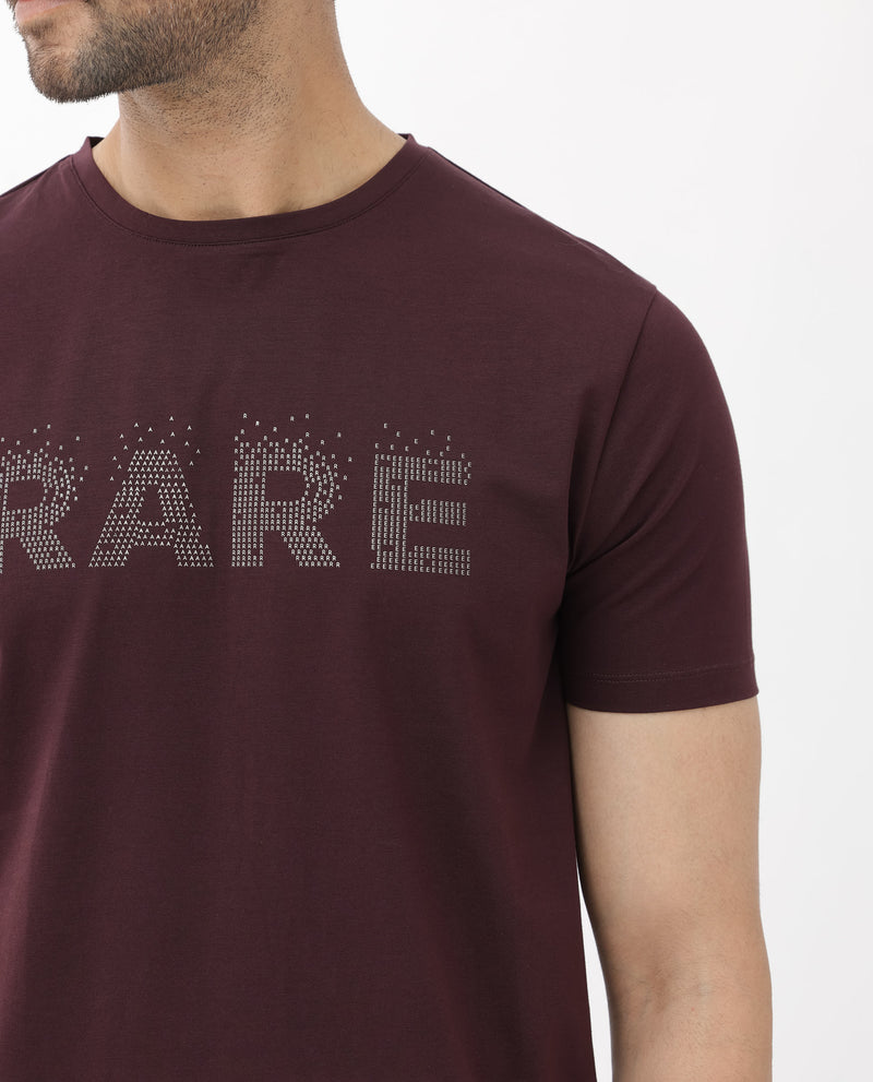Rare Rabbit Mens Eso Maroon Short Sleeve Graphic Print Regular Fit T-Shirt