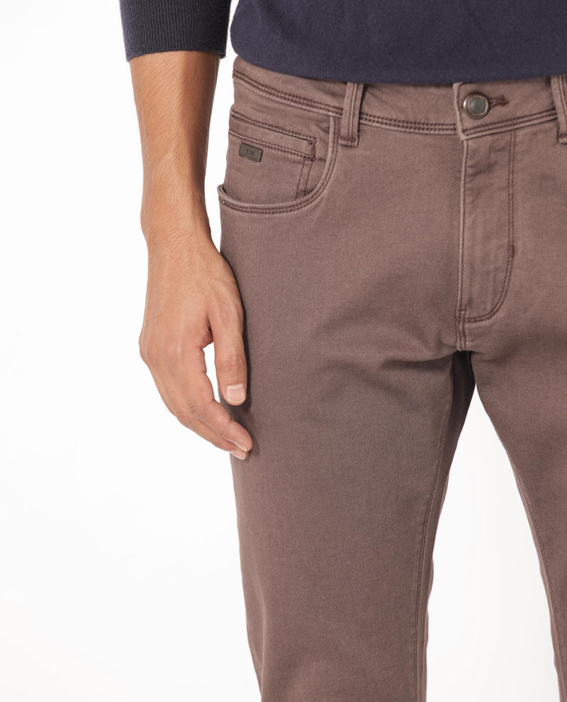 Rare Rabbit Men's Essen Dark Brown Sulphur Dyed Mid-Rise Slim Fit Jeans