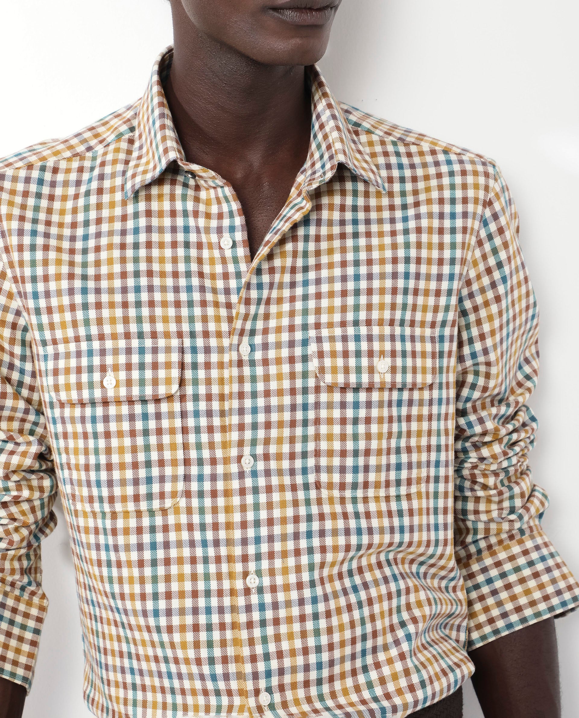 Rare Rabbit Mens Essen Mustard Cotton Fabric Full Sleeve Regular Fit Gingham Checks Print Twill Shirt