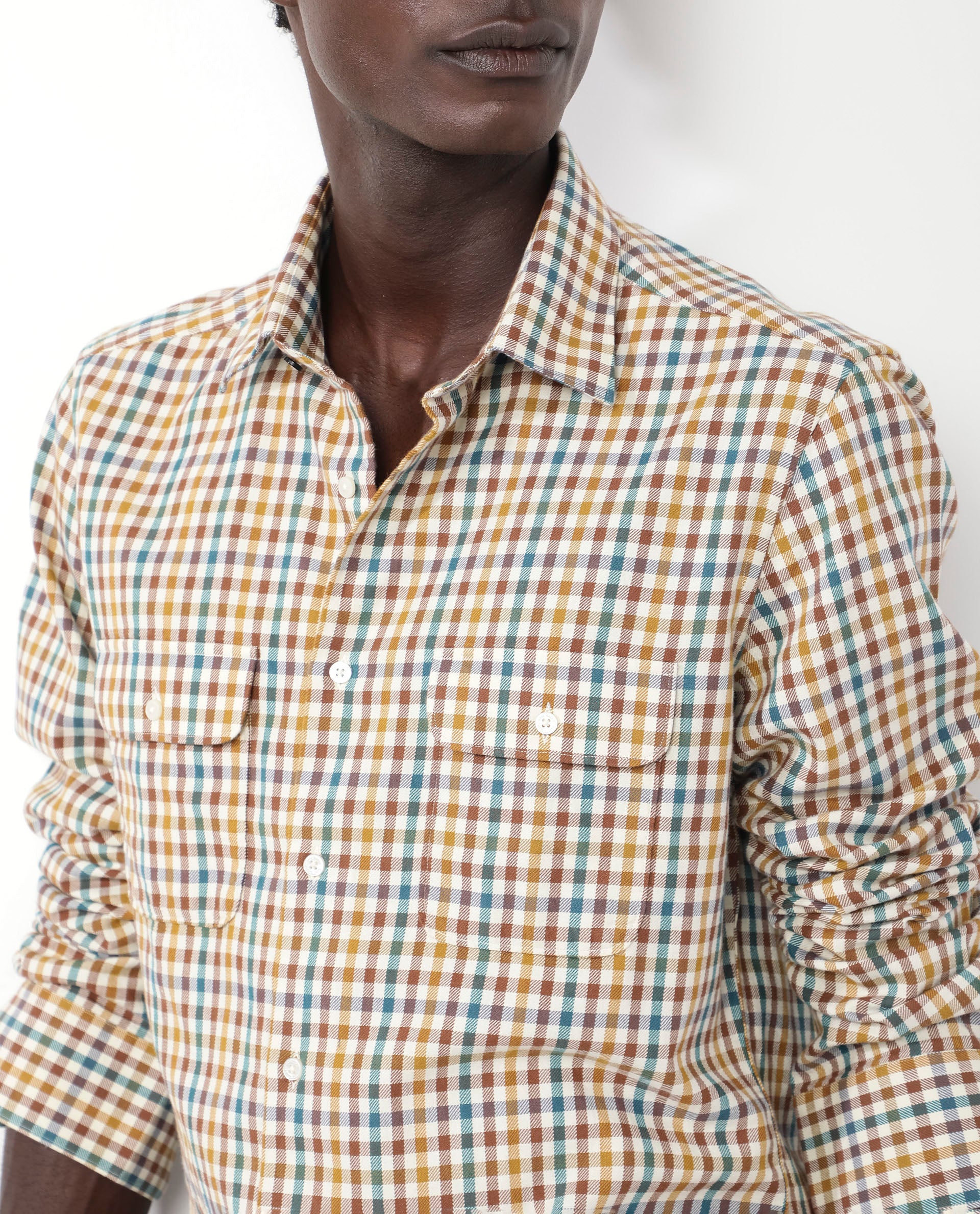 Rare Rabbit Mens Essen Mustard Cotton Fabric Full Sleeve Regular Fit Gingham Checks Print Twill Shirt