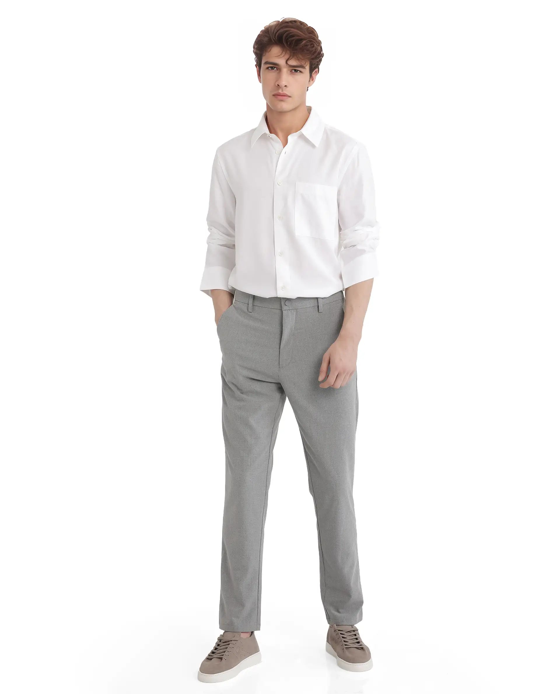 Rare Rabbit Men Esso Ls-25 White Excel Viscose Fabric Full Sleeve Regular Collar Button Closure Relaxed Fit Plain Shirt