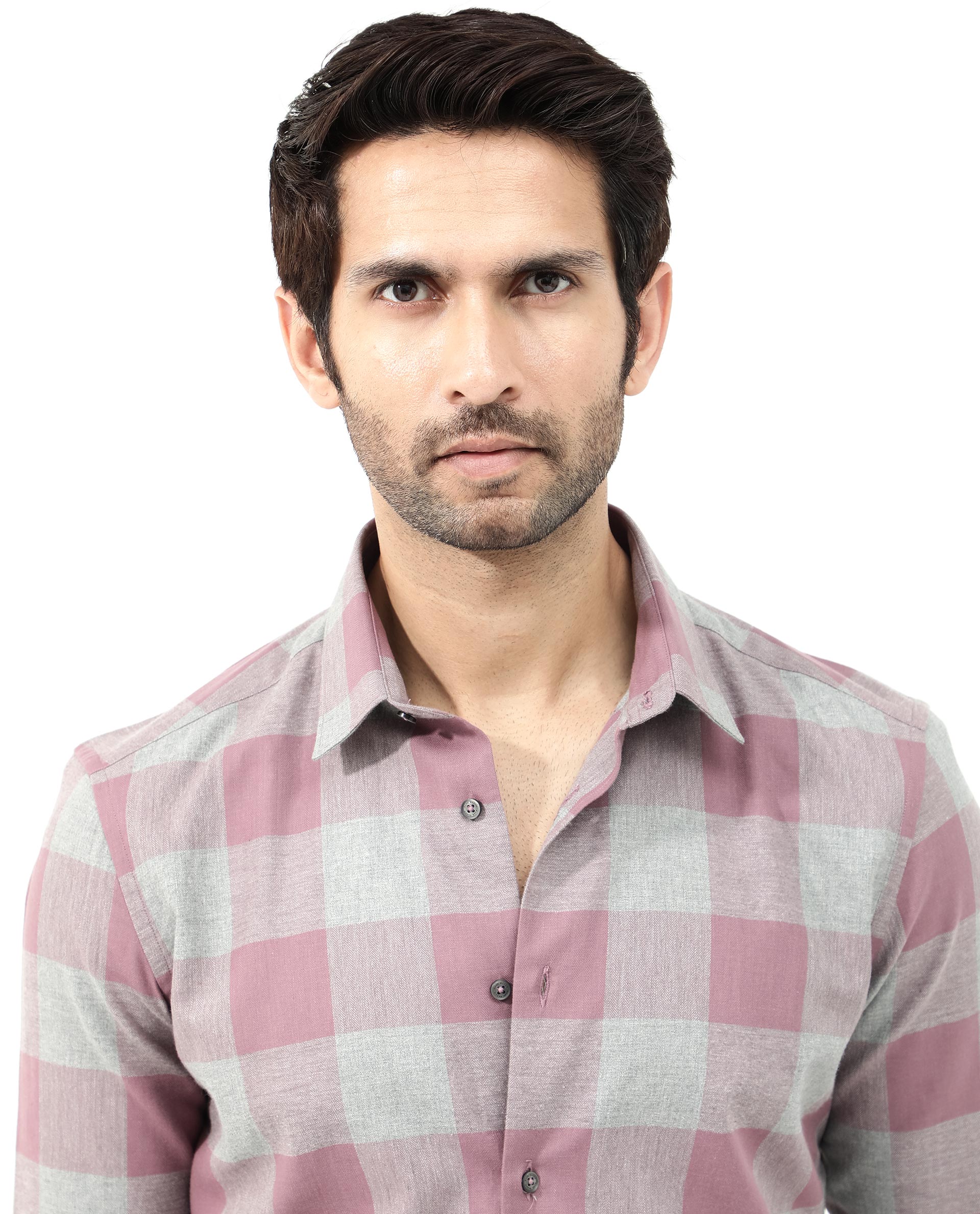 Rare Rabbit Men's Etan Dusky Pink Cotton Fabric Full Sleeve Regular Fit Checks Shirt