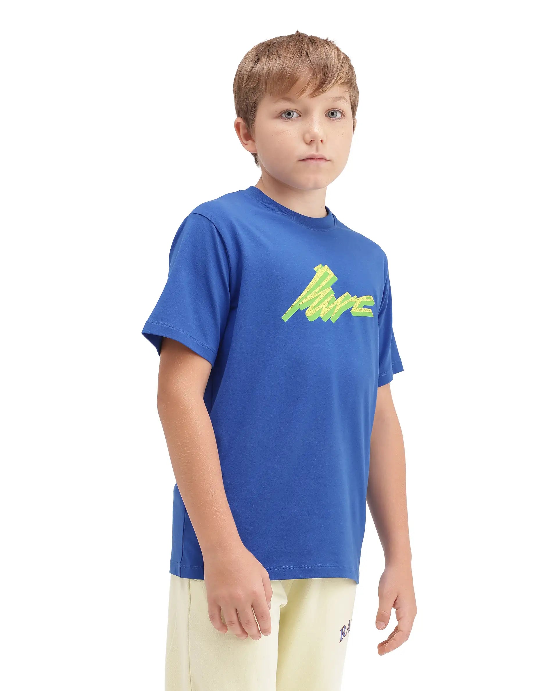 Rare Ones Kids Evia Blue Cotton Blend Fabric Pull-On Closure Regular Fit Graphic Print T-Shirt