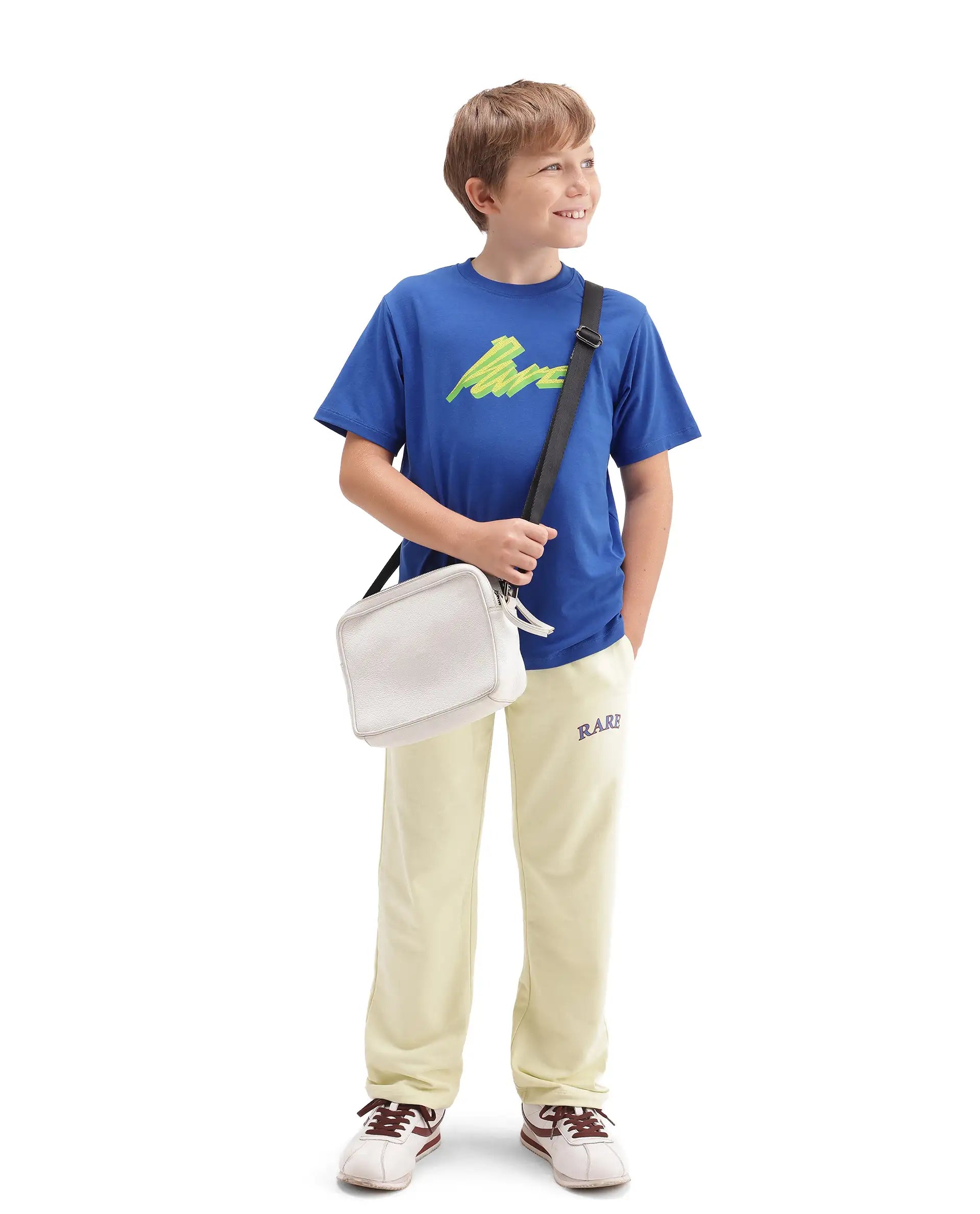 Rare Ones Kids Evia Blue Cotton Blend Fabric Pull-On Closure Regular Fit Graphic Print T-Shirt