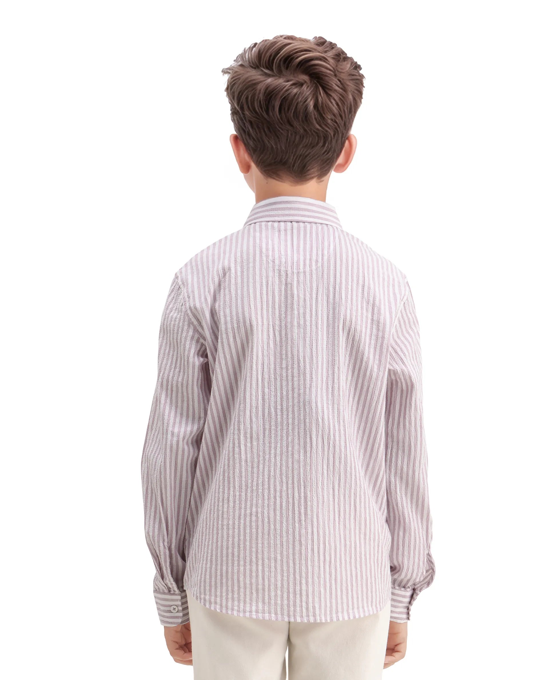 Rare Ones Kids Evie Dusky Pink Cotton Blend Striped Button Closure Regular Fit Shirt