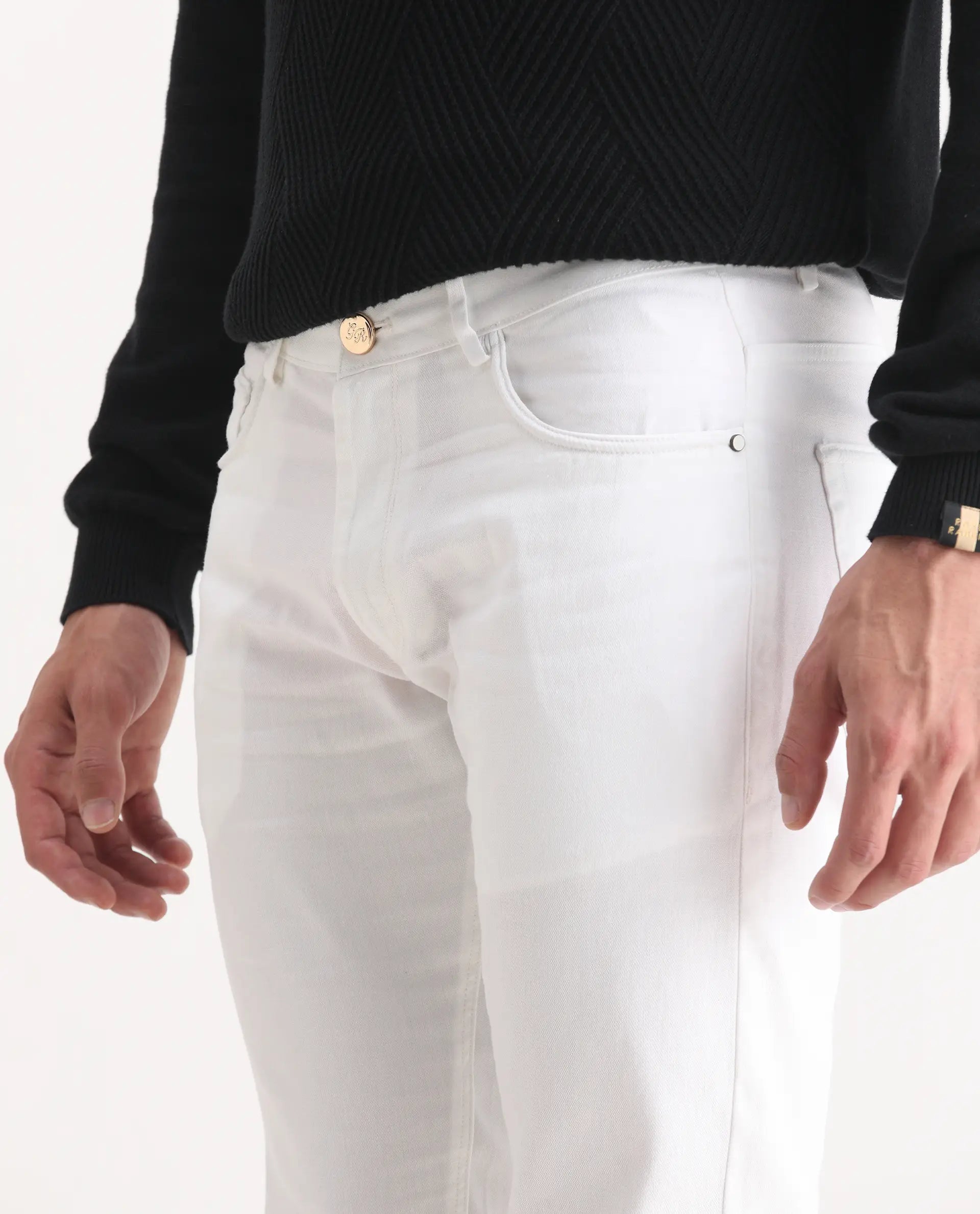 Rare Rabbit Men's Expore White Linen Blend Plain Regular Fit Trouser