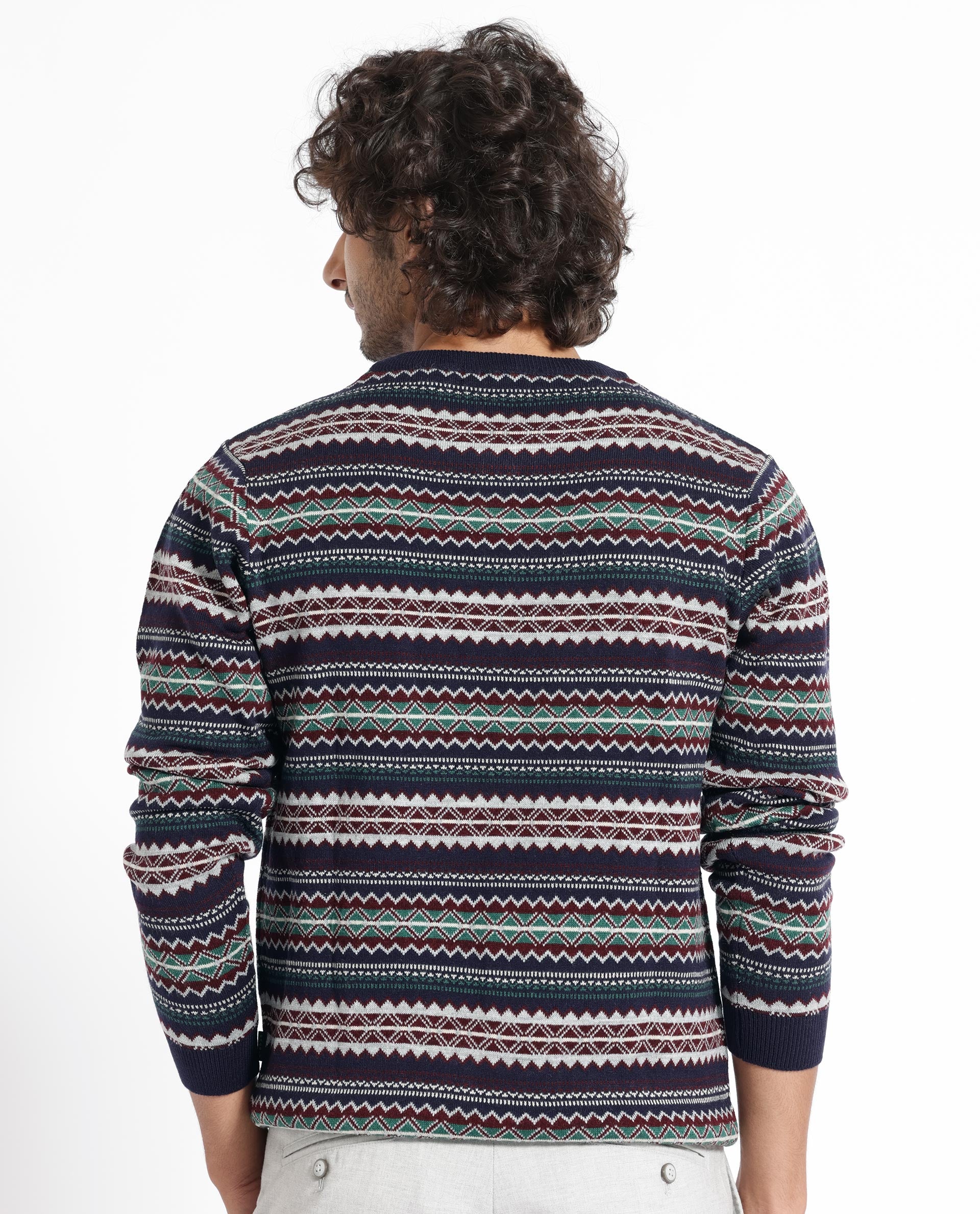 RARE RABBIT MENS FARE NAVY SWEATER FULL SLEEVE CREW NECK SOLID