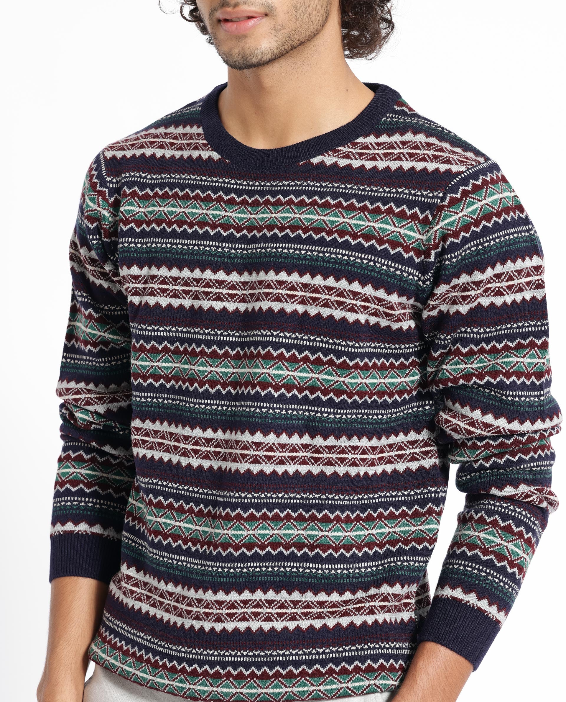 RARE RABBIT MENS FARE NAVY SWEATER FULL SLEEVE CREW NECK SOLID