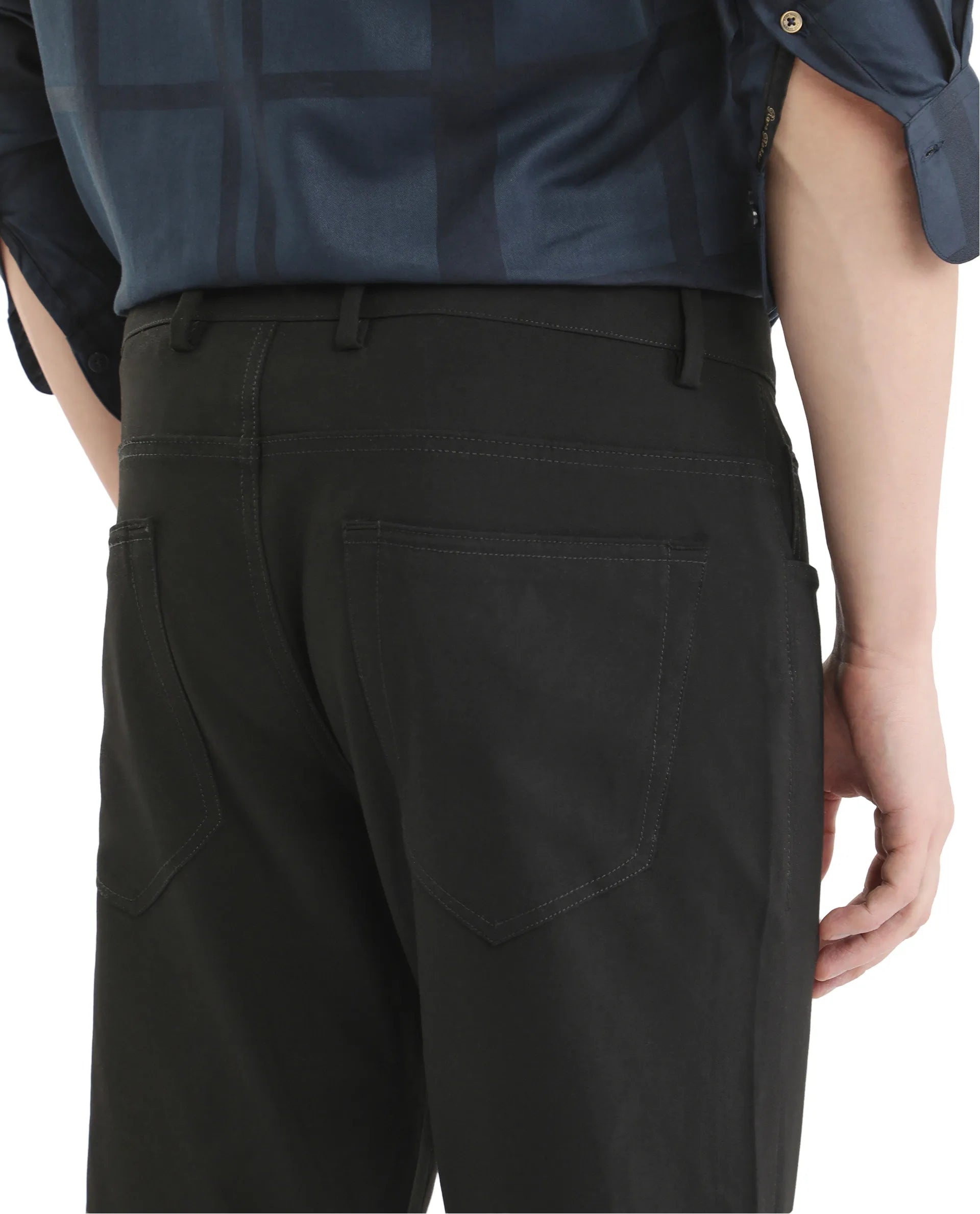 Rare Rabbit Men Fastro Black Button Closure Regular Fit Plain Trouser