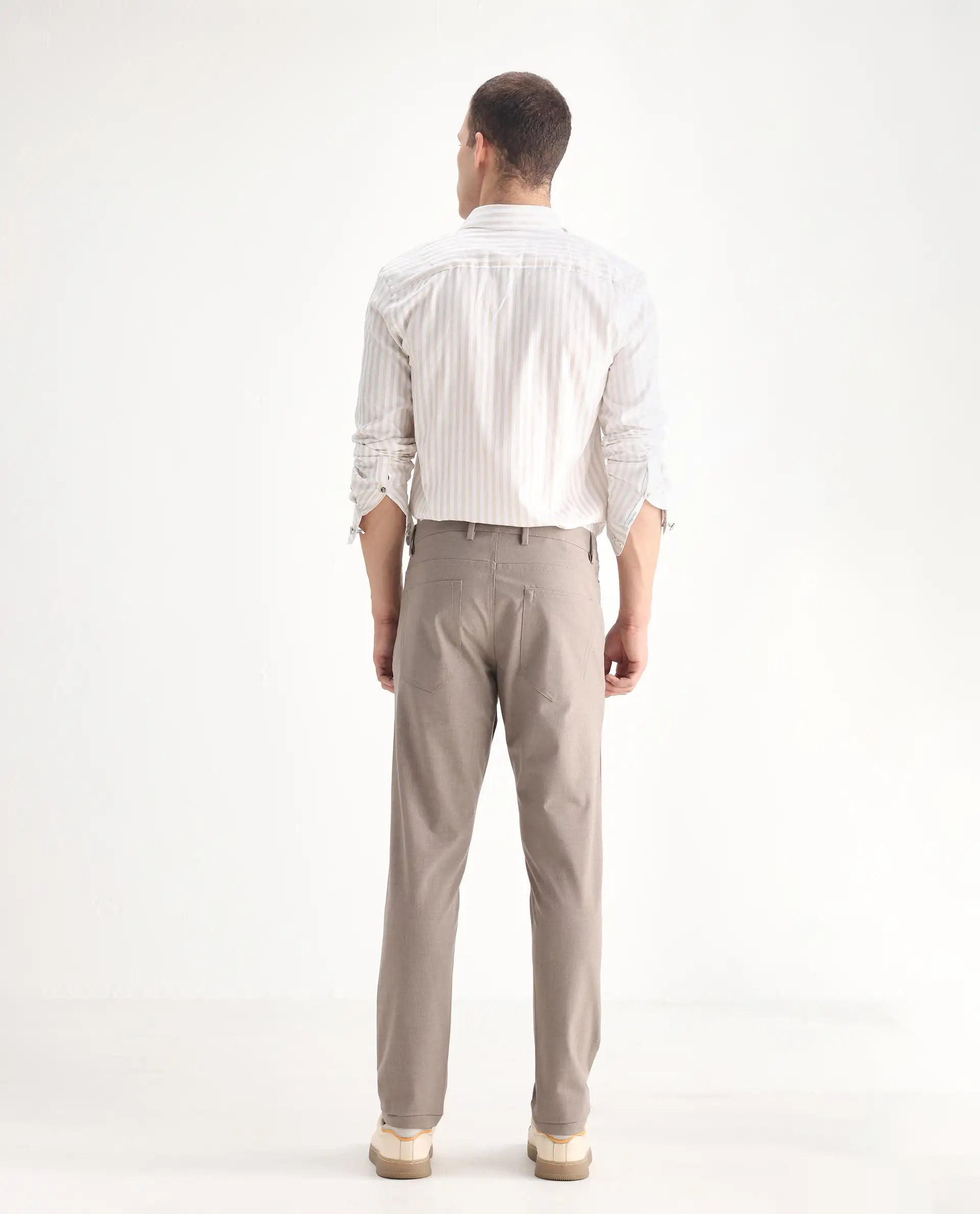 Rare Rabbit Men's Cotton Plain Regular Fit Trouser