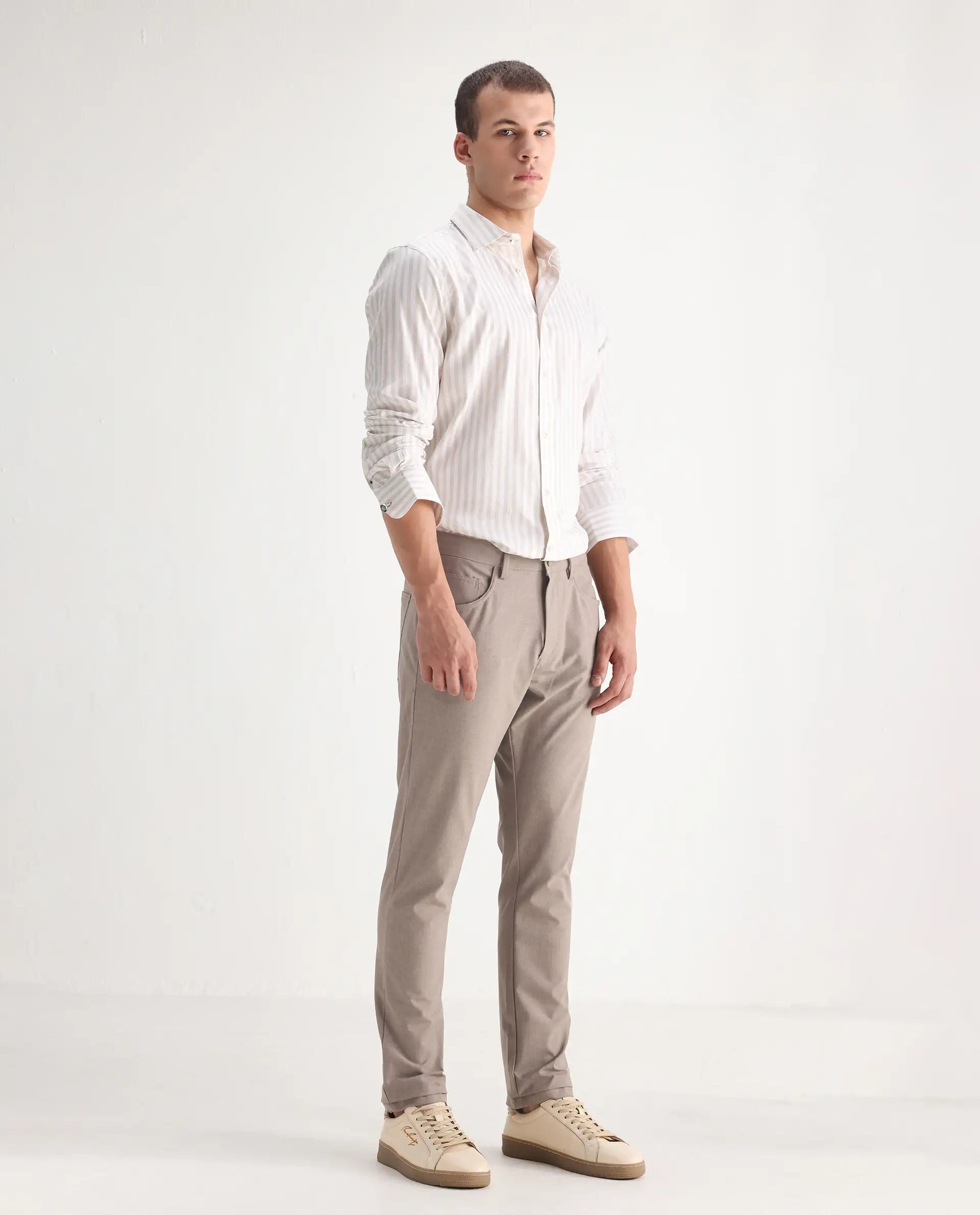 Rare Rabbit Men's Cotton Plain Regular Fit Trouser