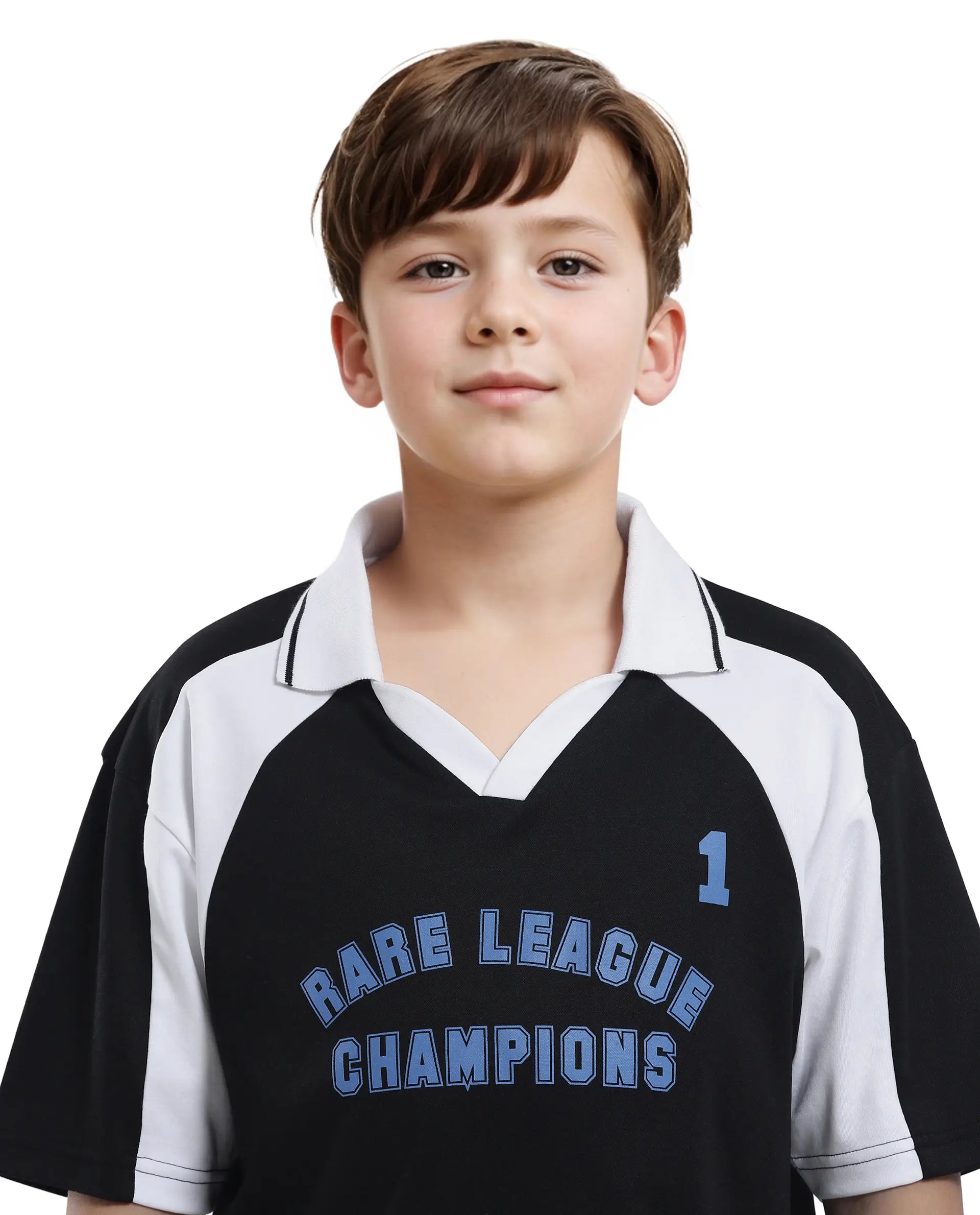 Rare Ones Kids Faze Black Cotton Blend Half Sleeve Printed Boxy Fit Polo