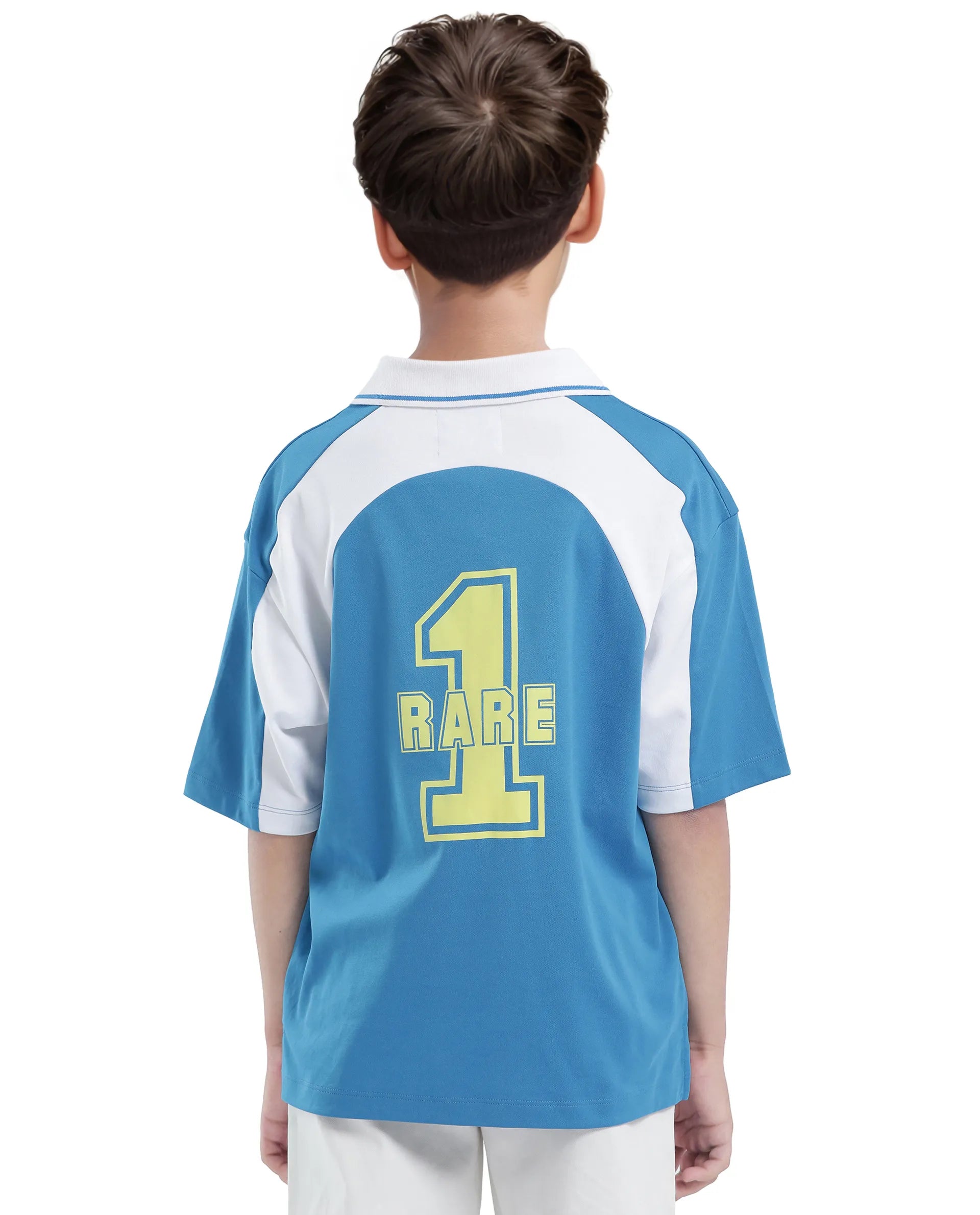 Rare Ones Kids Faze Blue Cotton Blend Half Sleeve Button Graphic Printed Boxy Fit Polo