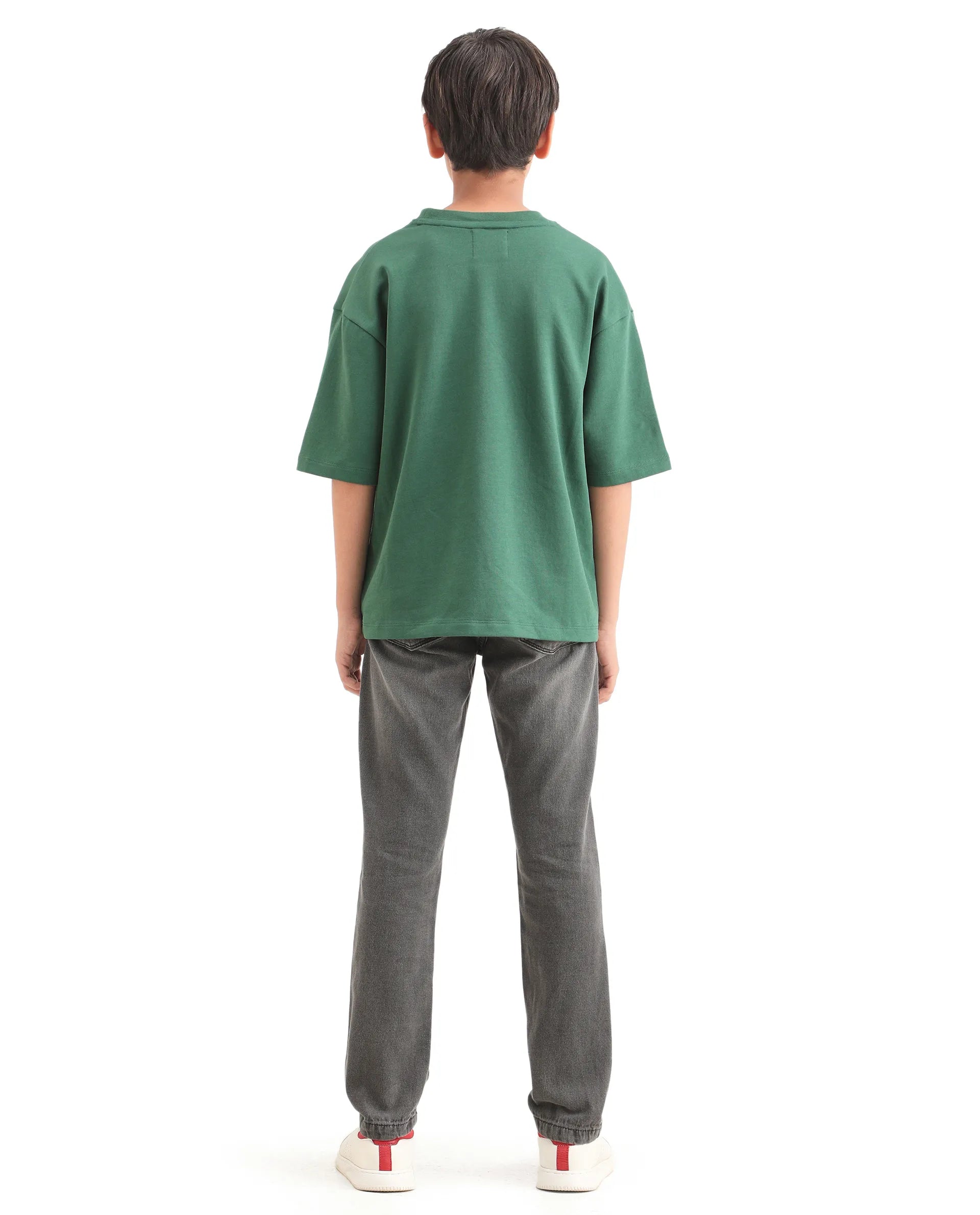 Rare Ones Kids Fazz Grey Cotton Button And Zipper Closure Plain Slim Fit Jeans