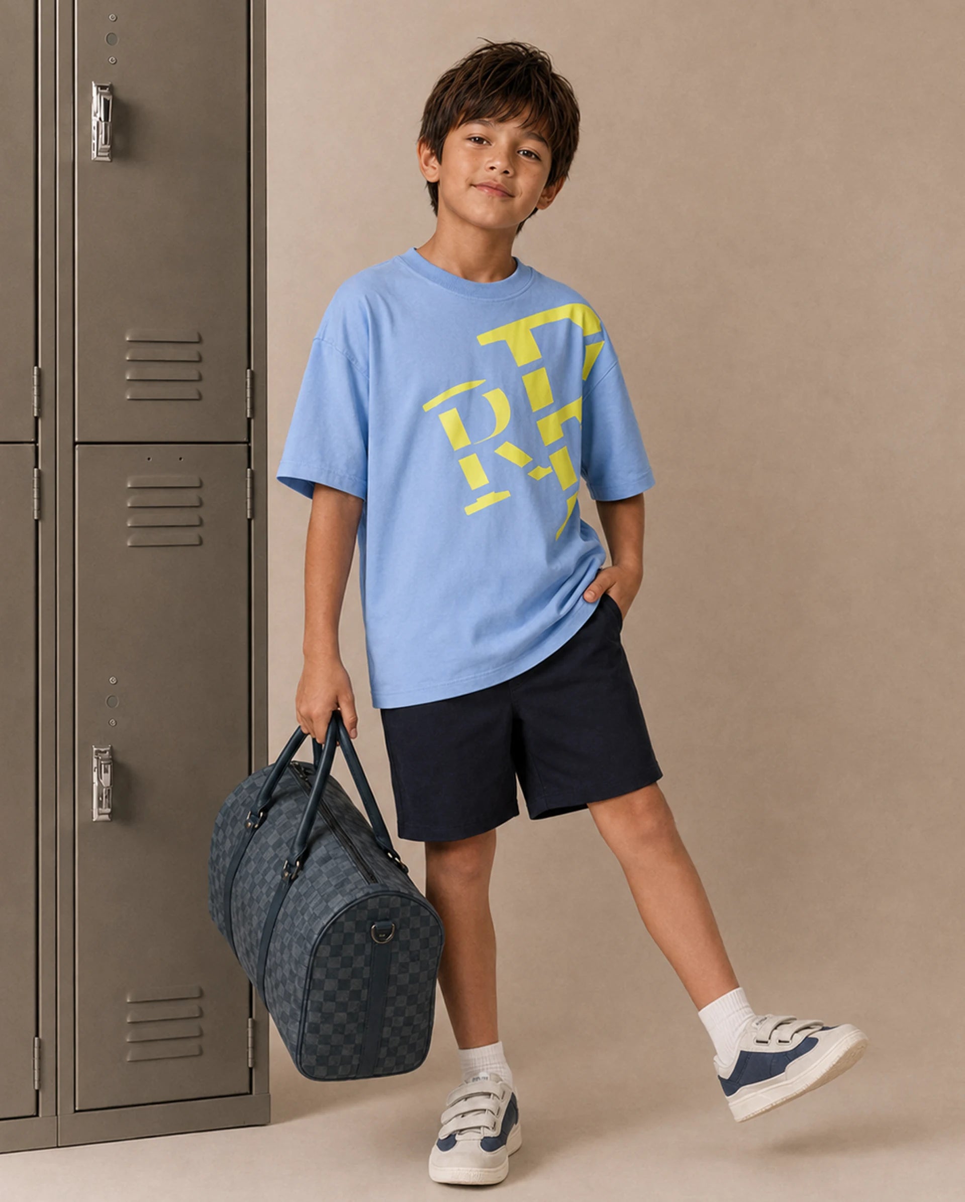Rare Ones Kids Feat-K Light Blue Cotton Blend Fabric Pull-On Closure Regular Fit T-Shirt