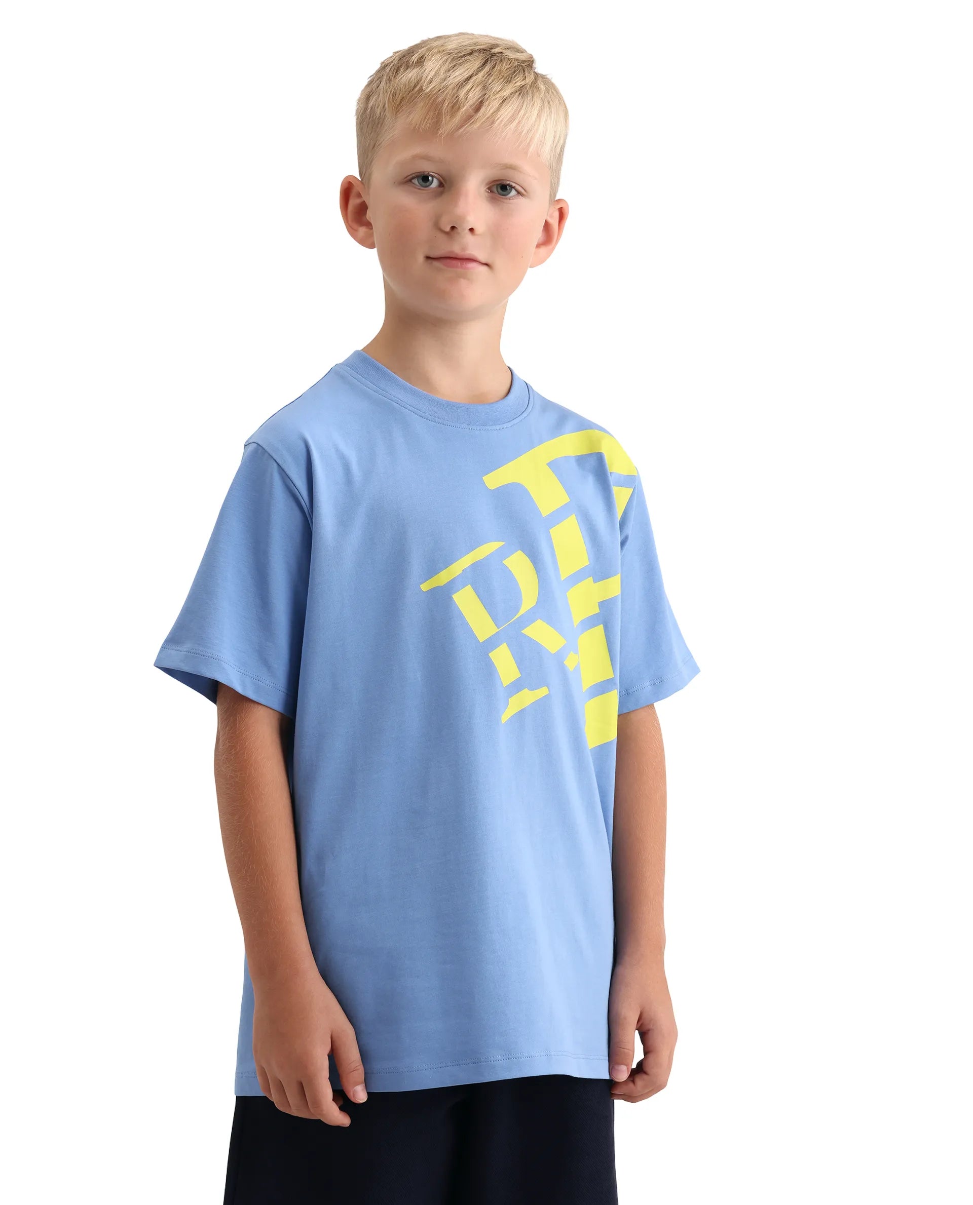 Rare Ones Kids Feat-K Light Blue Cotton Blend Fabric Pull-On Closure Regular Fit T-Shirt
