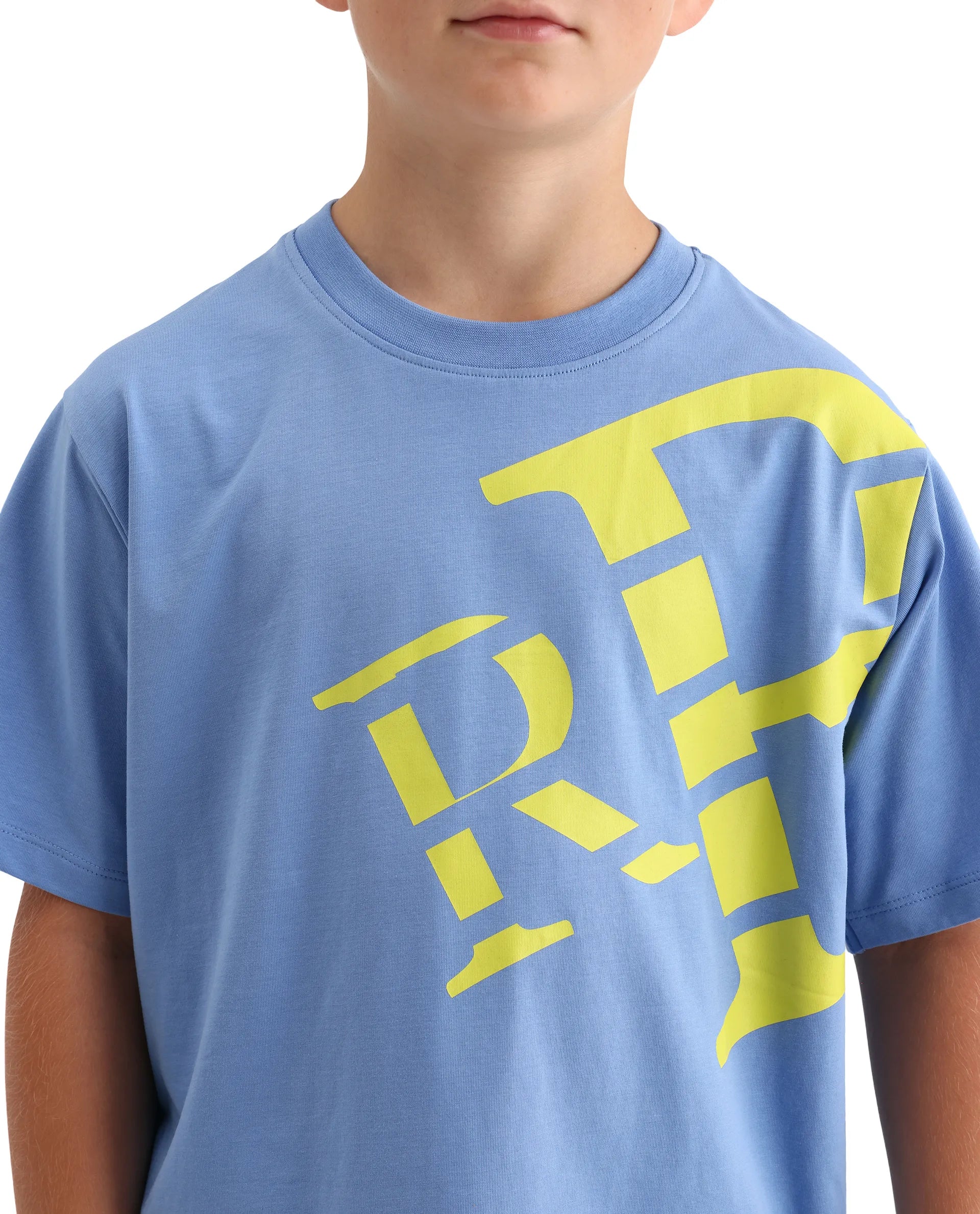 Rare Ones Kids Feat-K Light Blue Cotton Blend Fabric Pull-On Closure Regular Fit T-Shirt