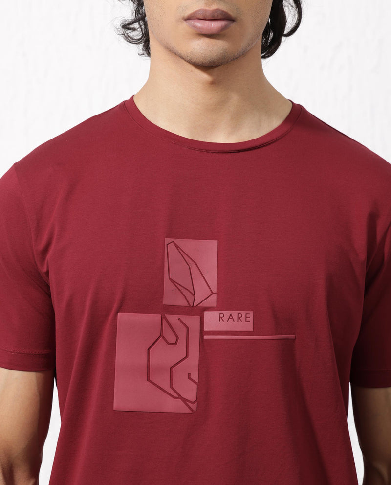 Rare Rabbit Mens Feine Red Short Sleeve Logo T-Shirt