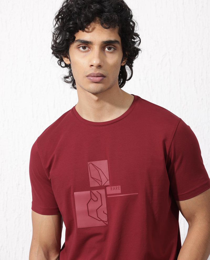 Rare Rabbit Mens Feine Red Short Sleeve Logo T-Shirt