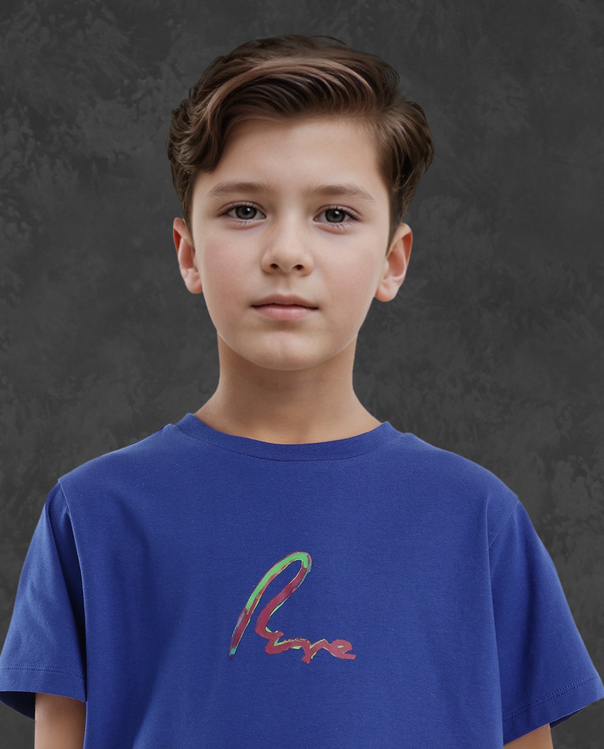 Rare Ones Kids Felix Blue Cotton Half Sleeves Crew Neck Graphic Print T-Shirt