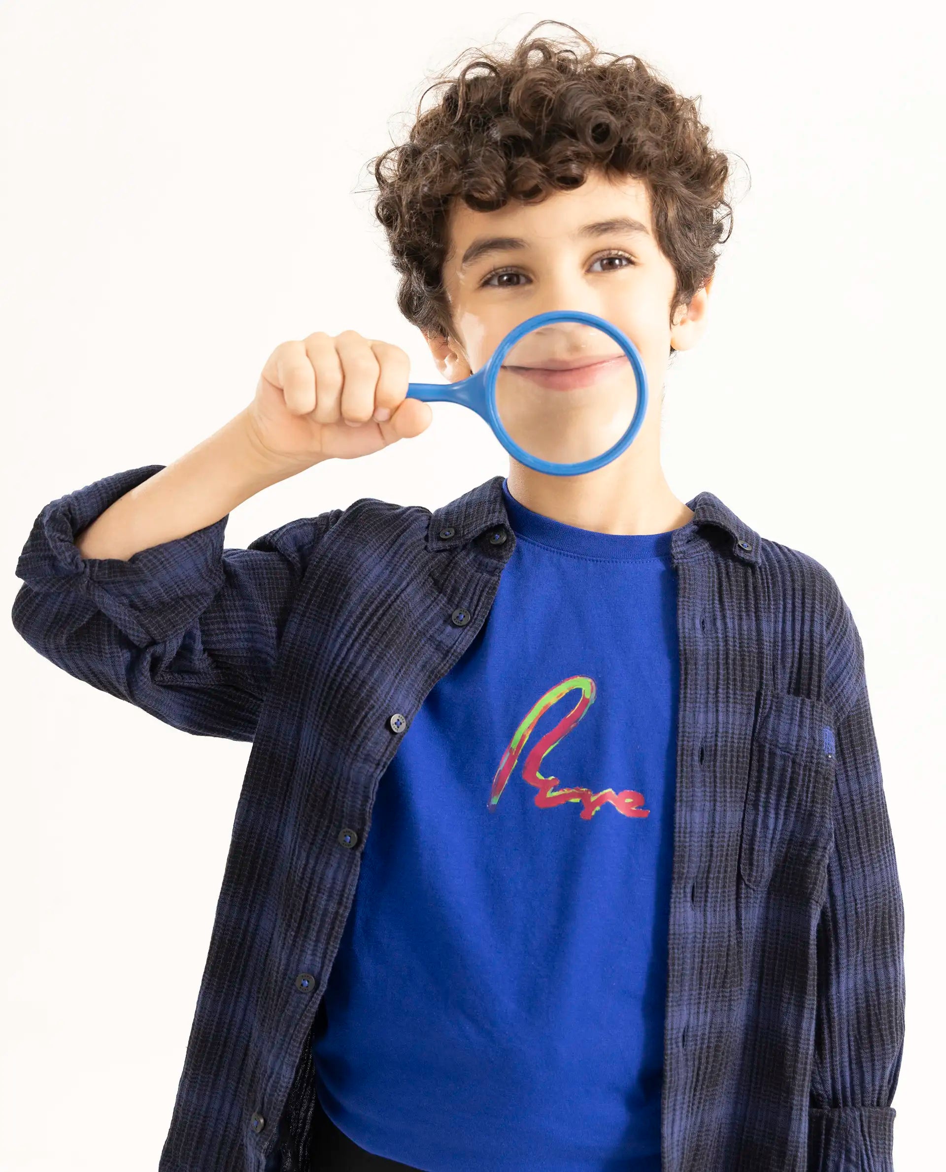 Rare Ones Kids Felix Blue Cotton Half Sleeves Crew Neck Graphic Print T-Shirt