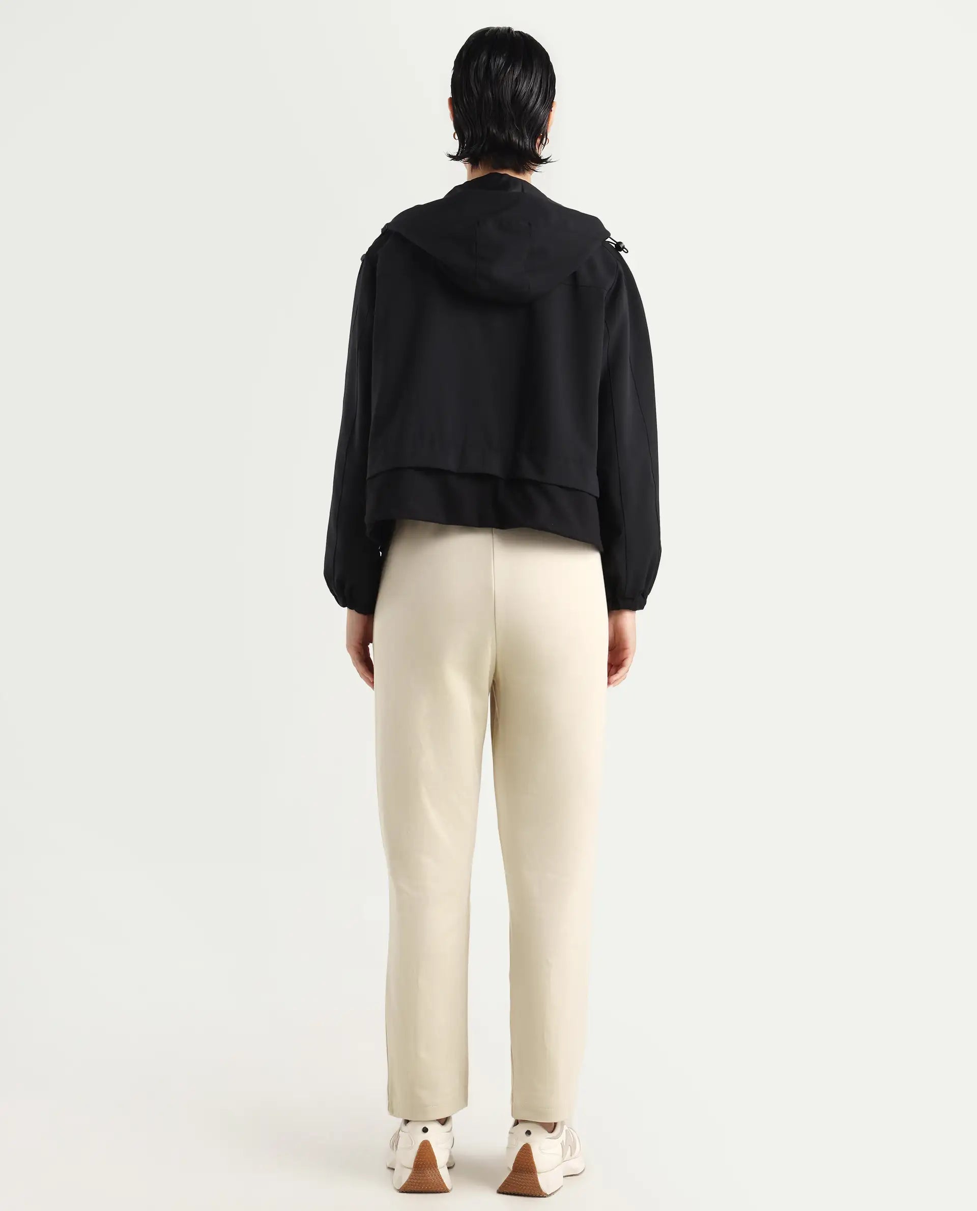 Rareism Women's Fider Beige Cotton Blend Plain Ankle Length Tapered Track Pant