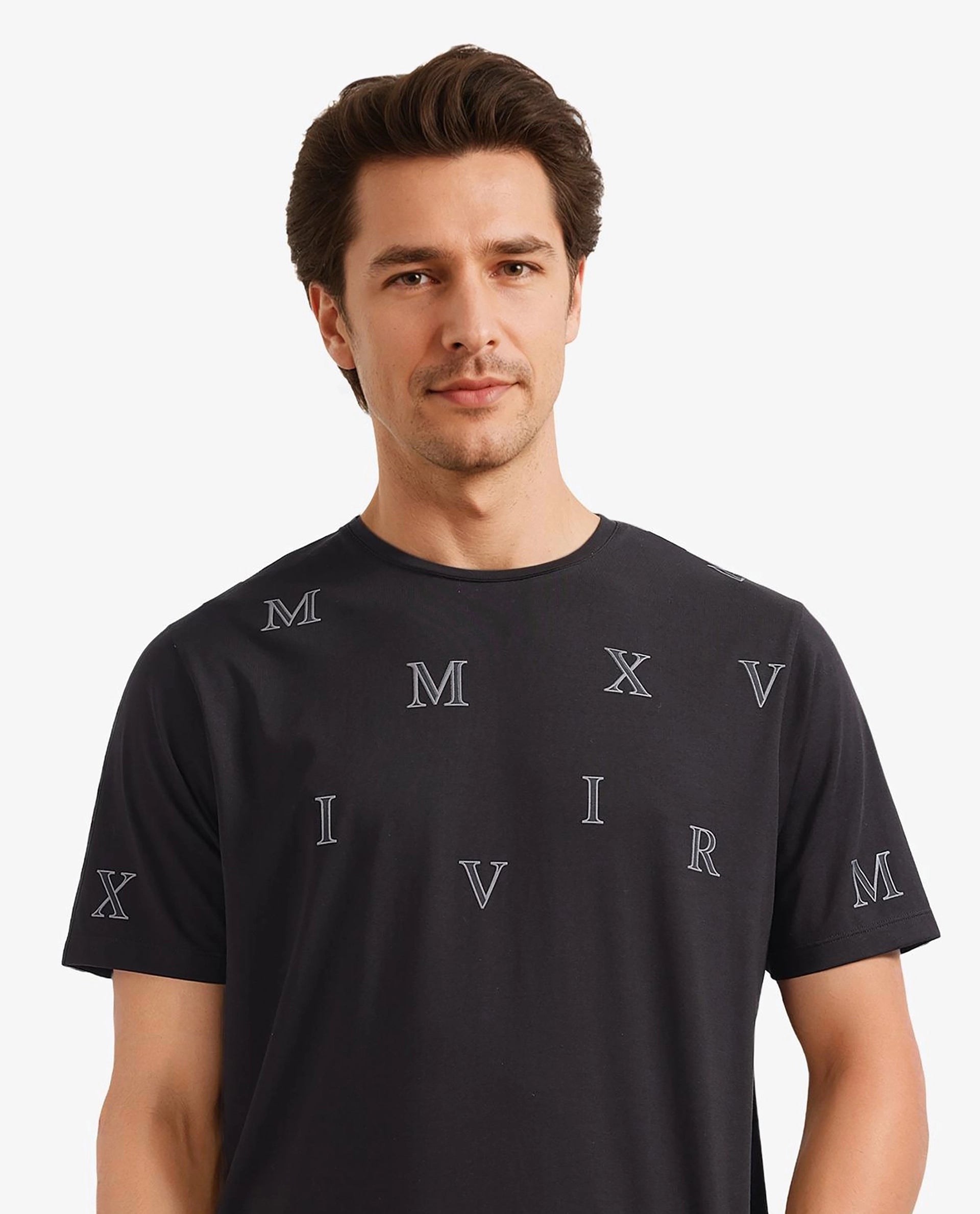 Rare Rabbit Men Fin Black Short Sleeves Crew Neck HD Print T-Shirt