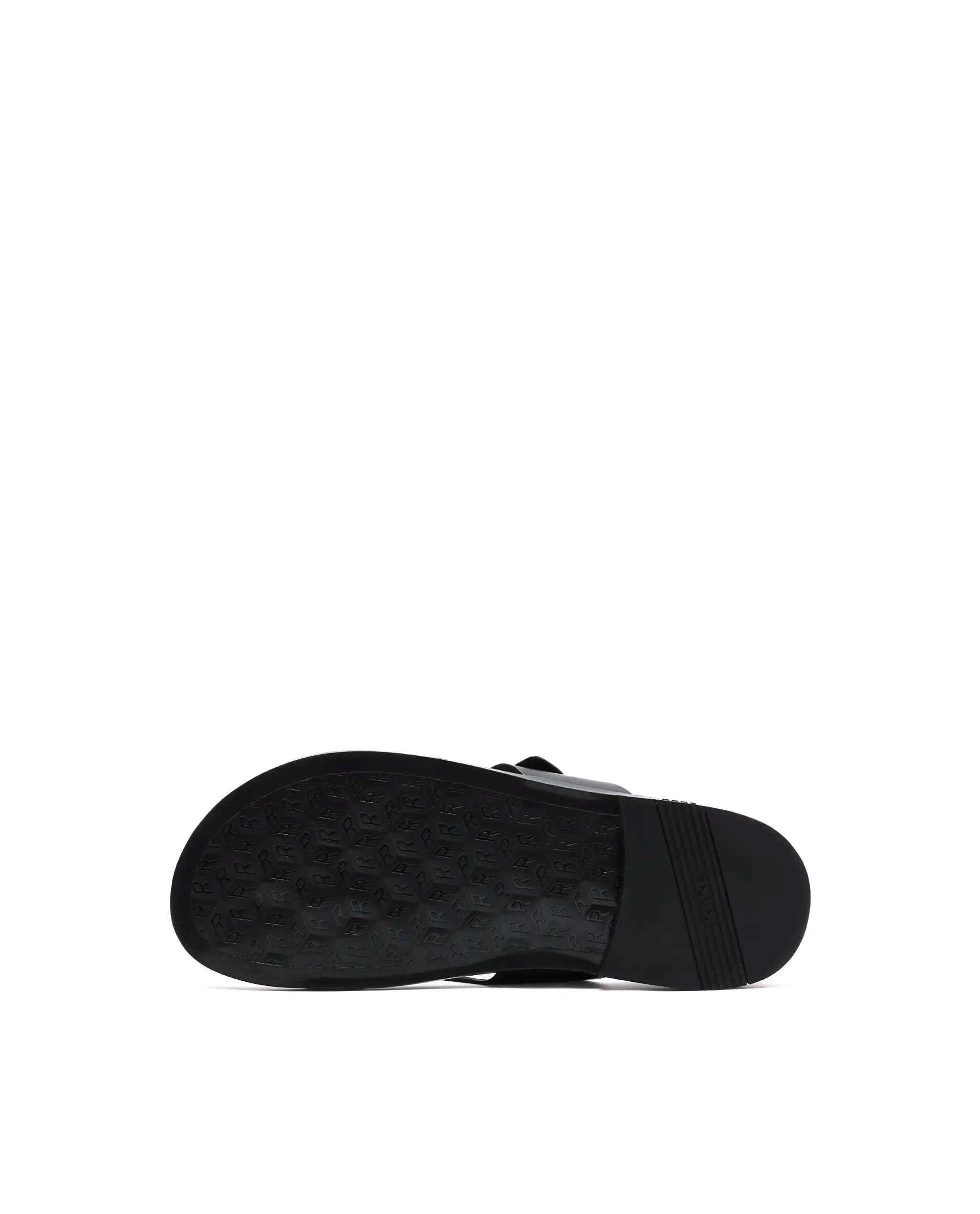 Rarez Men's Finn Black Leather Regular Sandal