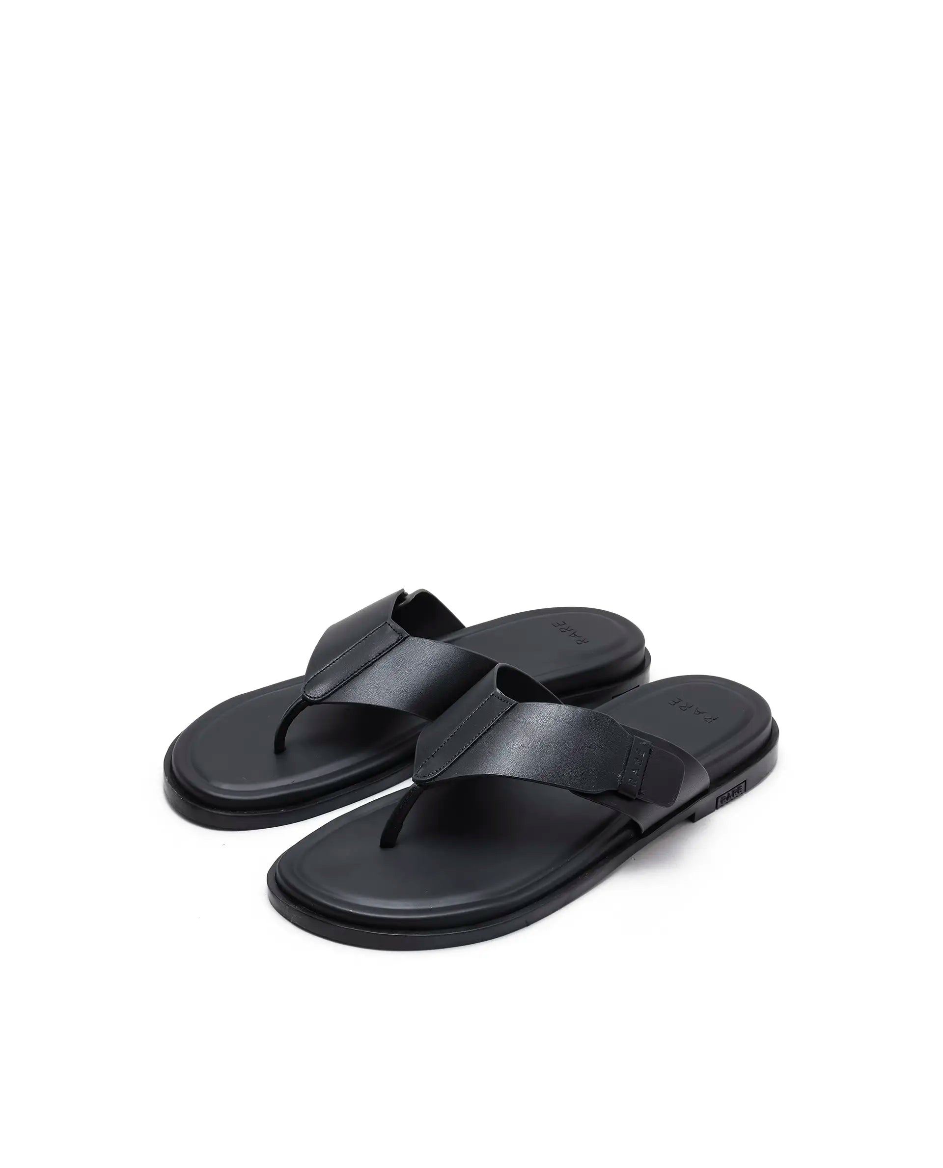 Rarez Men's Finn Black Leather Regular Sandal