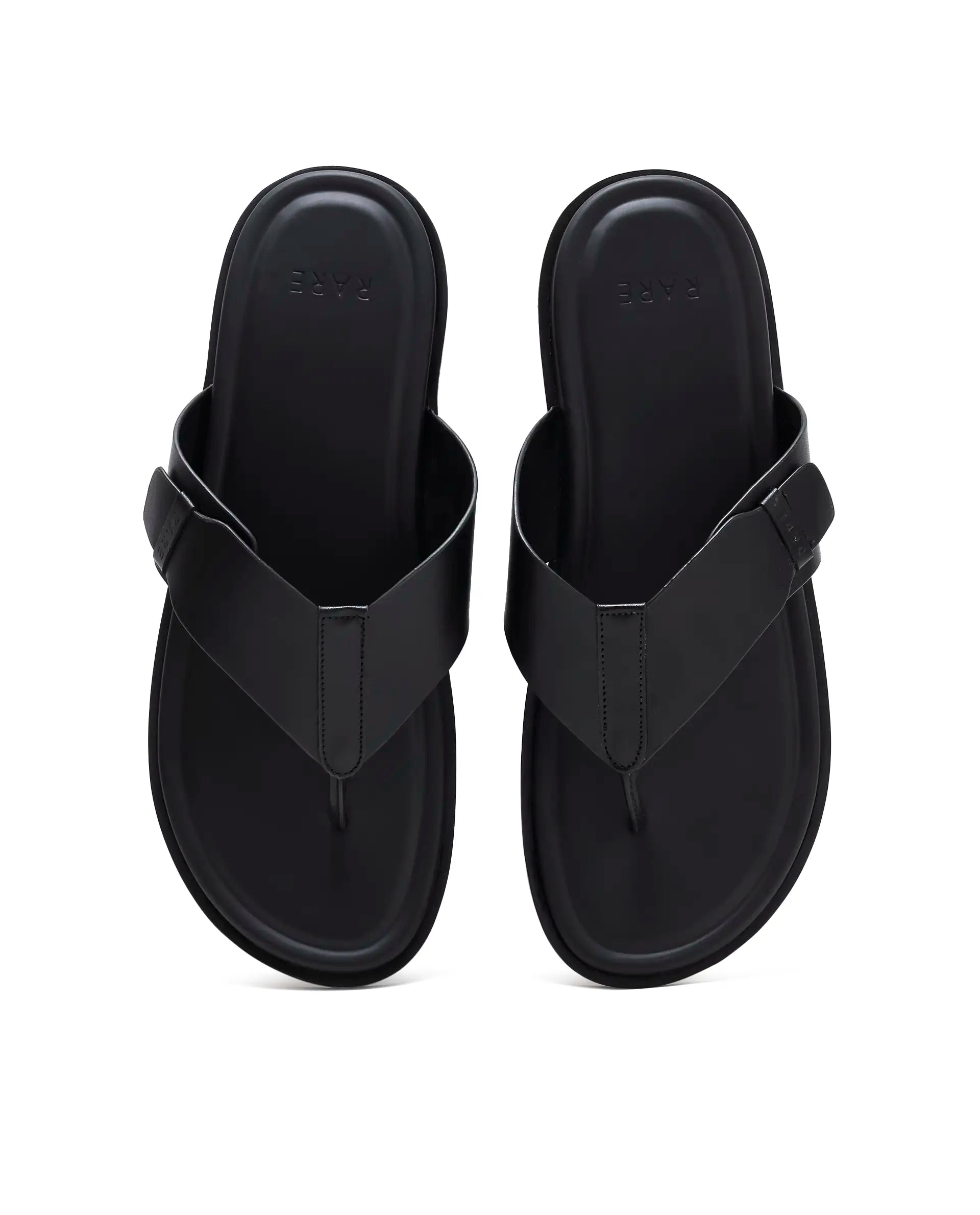 Rarez Men's Finn Black Leather Regular Sandal