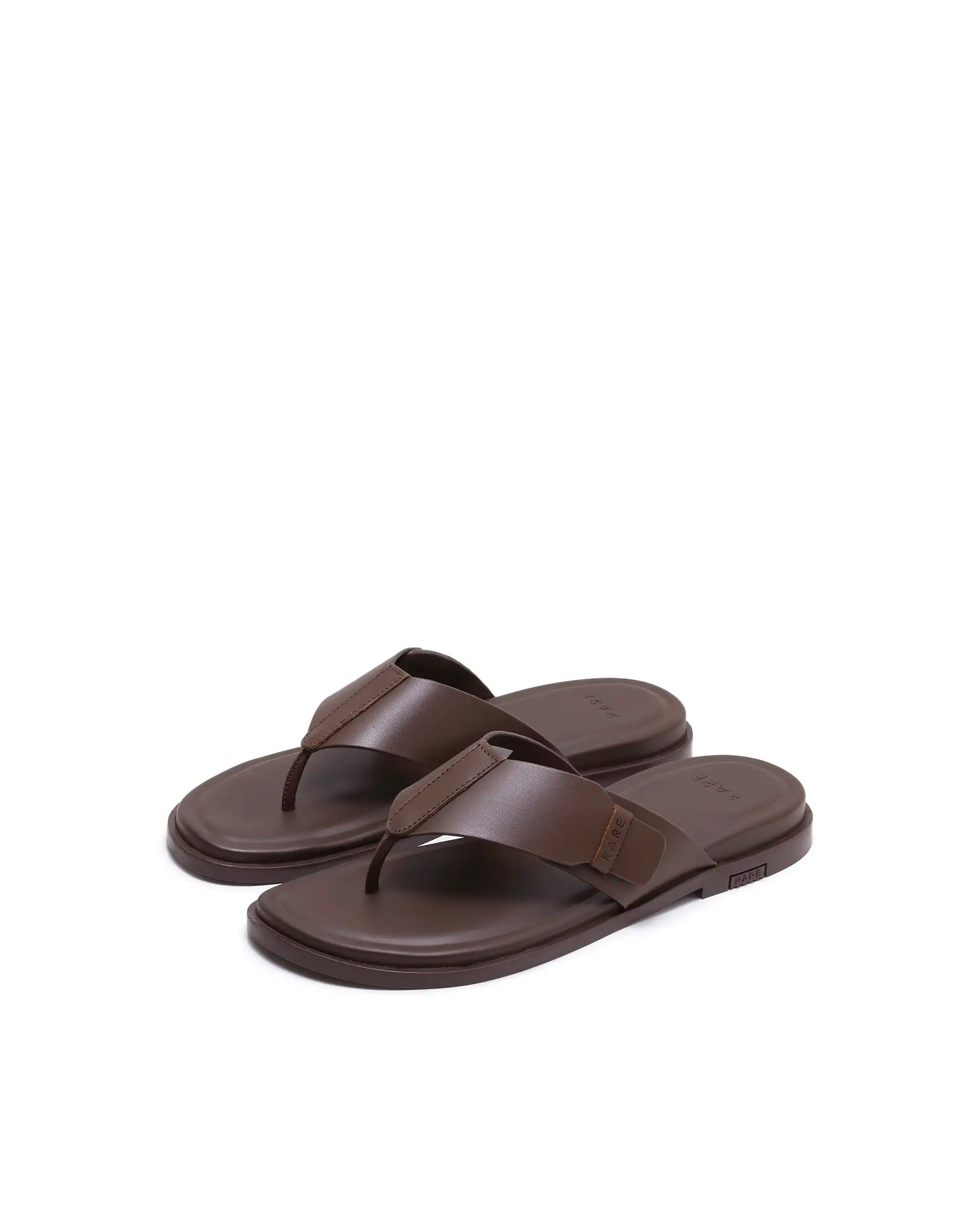 Rarez Men's Finn Dark Cherry Tan Leather Regular Sandal