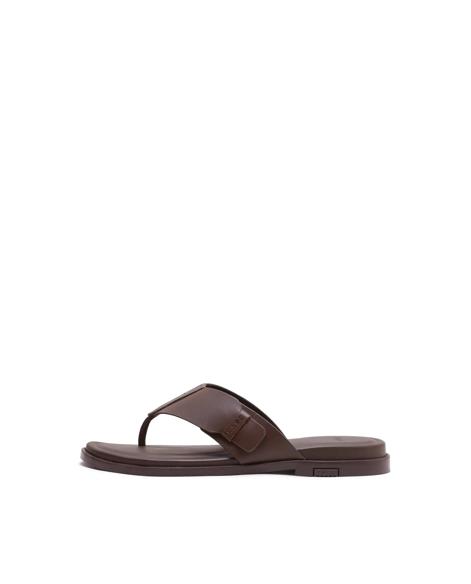 Rarez Men's Finn Dark Cherry Tan Leather Regular Sandal
