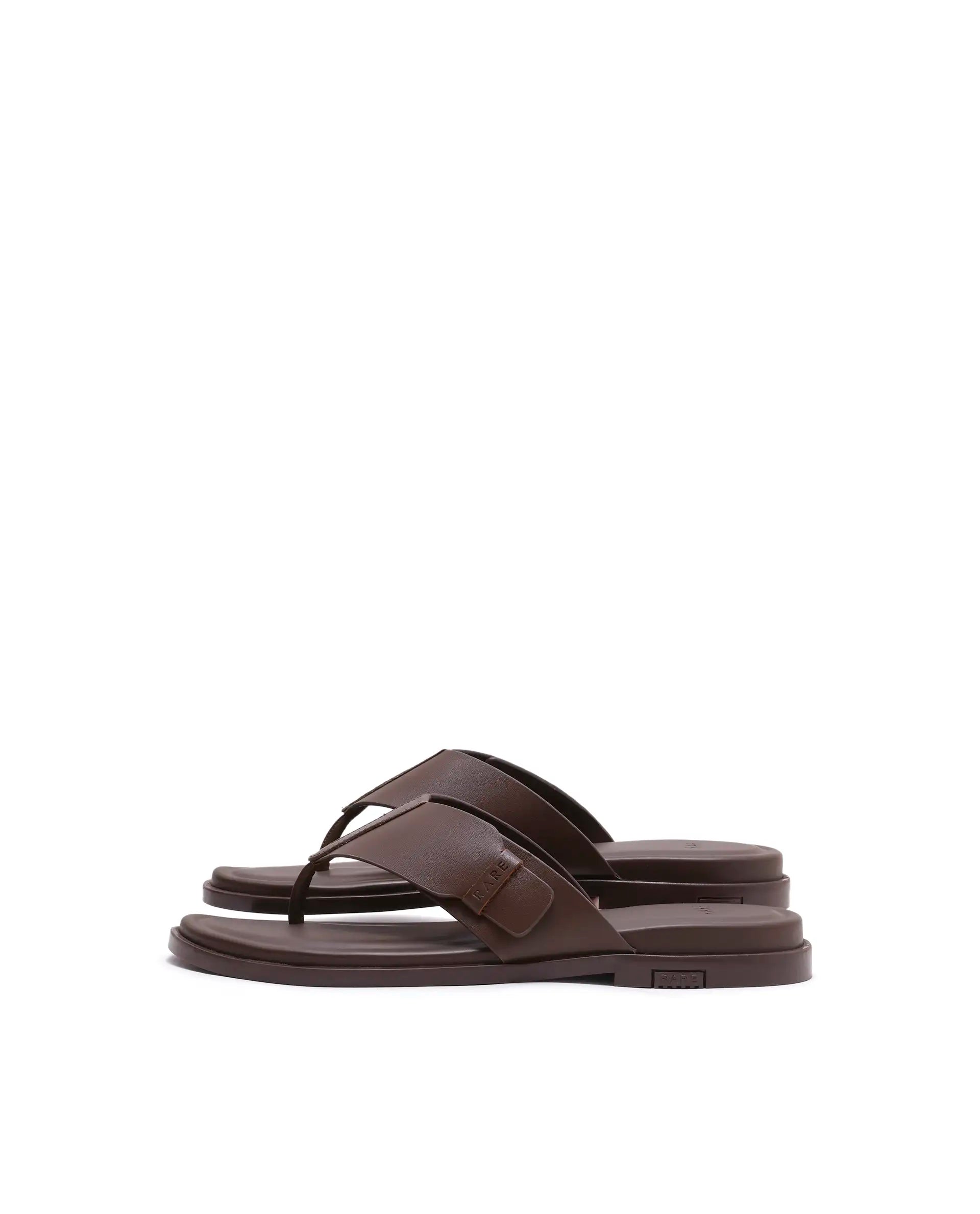 Rarez Men's Finn Dark Cherry Tan Leather Regular Sandal