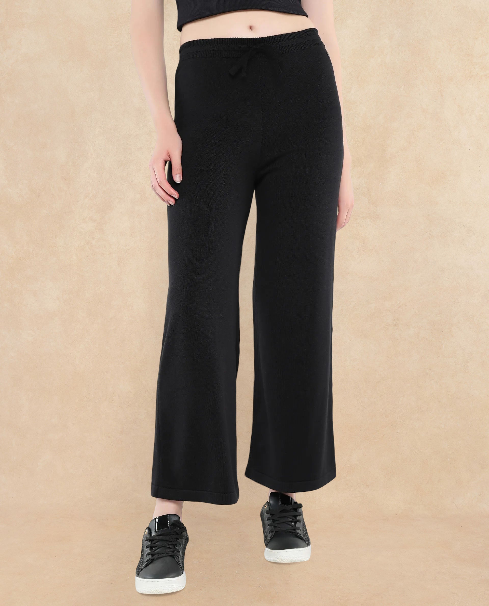 Rareism Women Finnet B Black Plain Track Pant