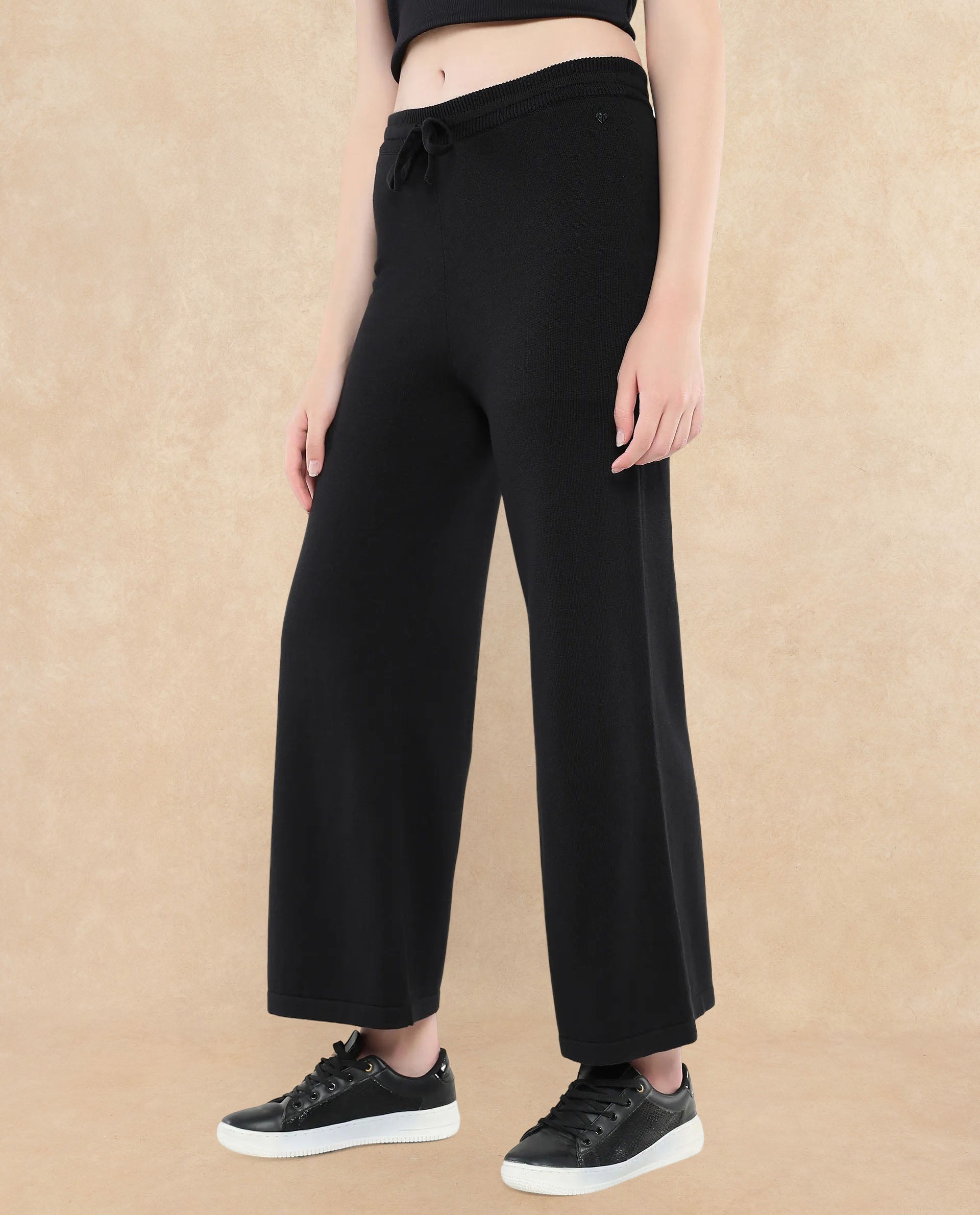 Rareism Women Finnet B Black Plain Track Pant