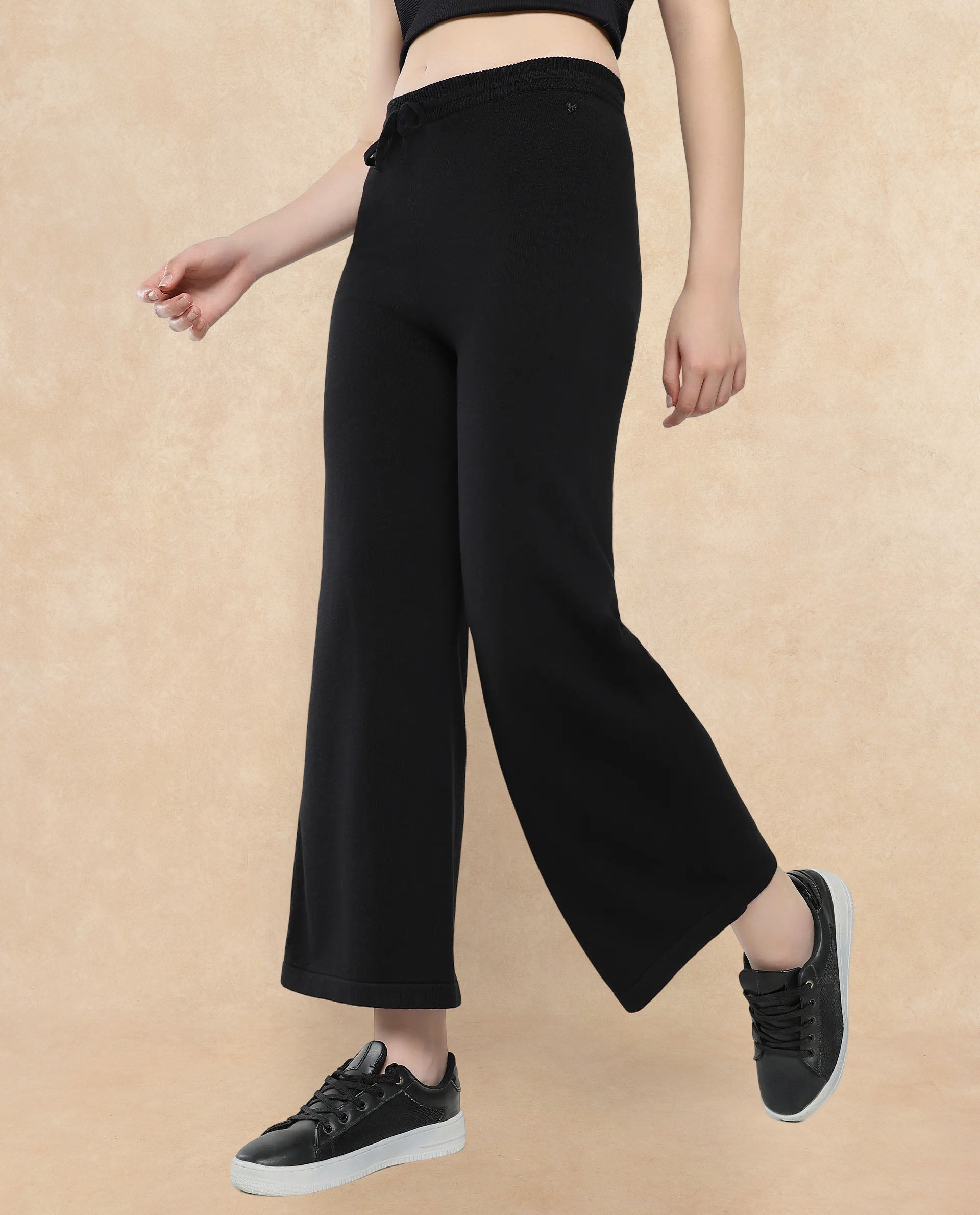 Rareism Women Finnet B Black Plain Track Pant