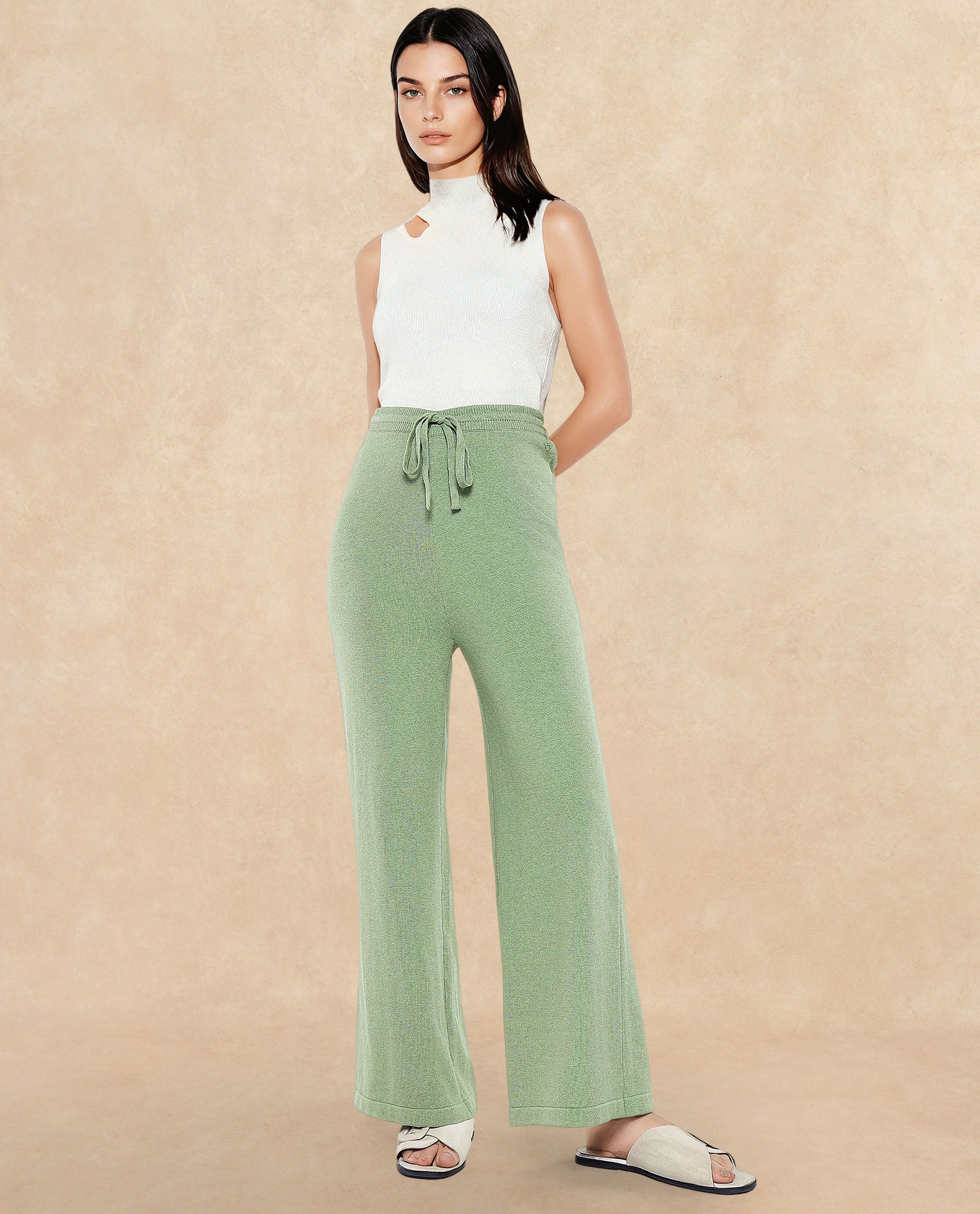 Rareism Women Finnet B Dusky Green Plain Track Pant