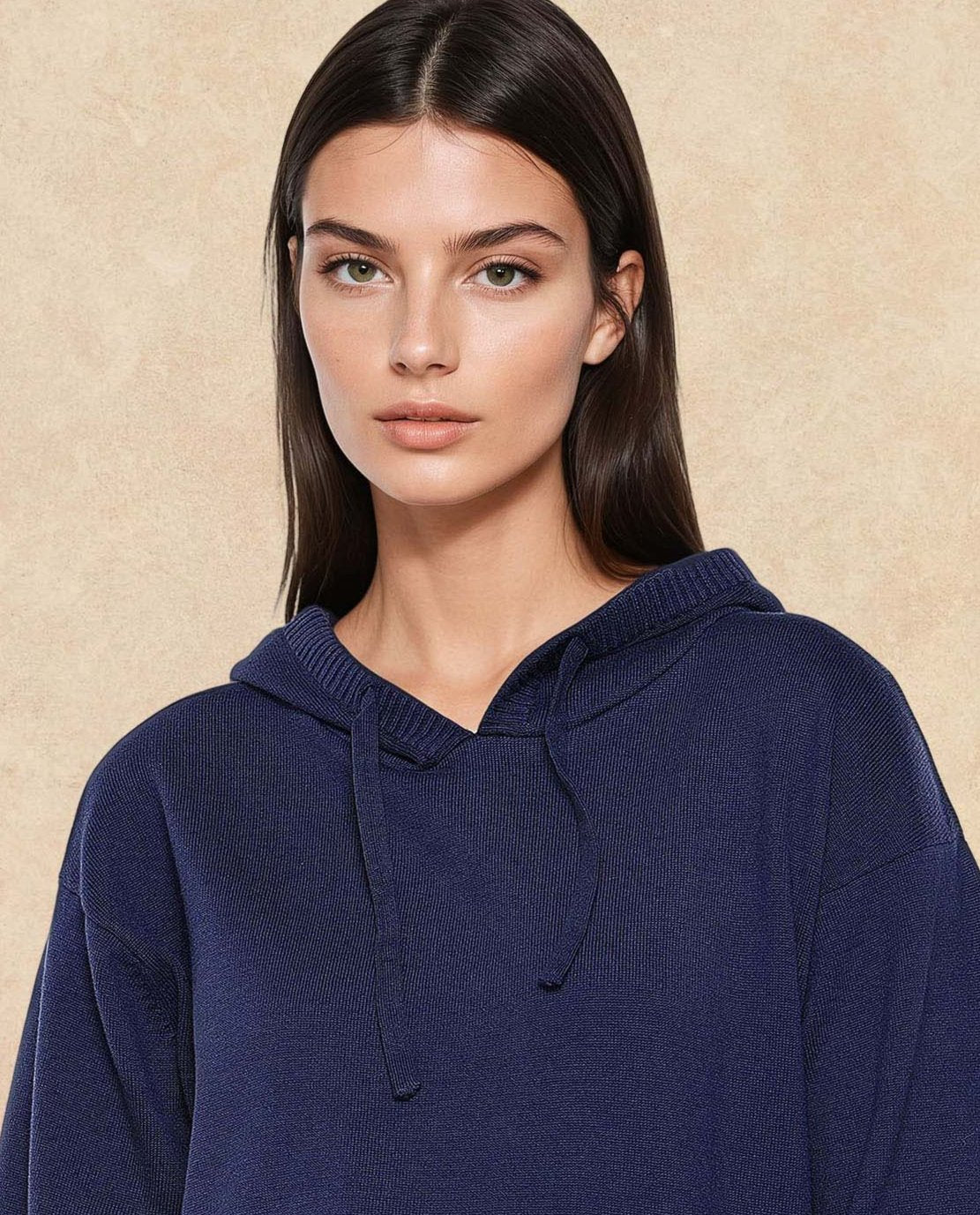 Rareism Women Finnet T Navy Plain Hooded Plain Sweater