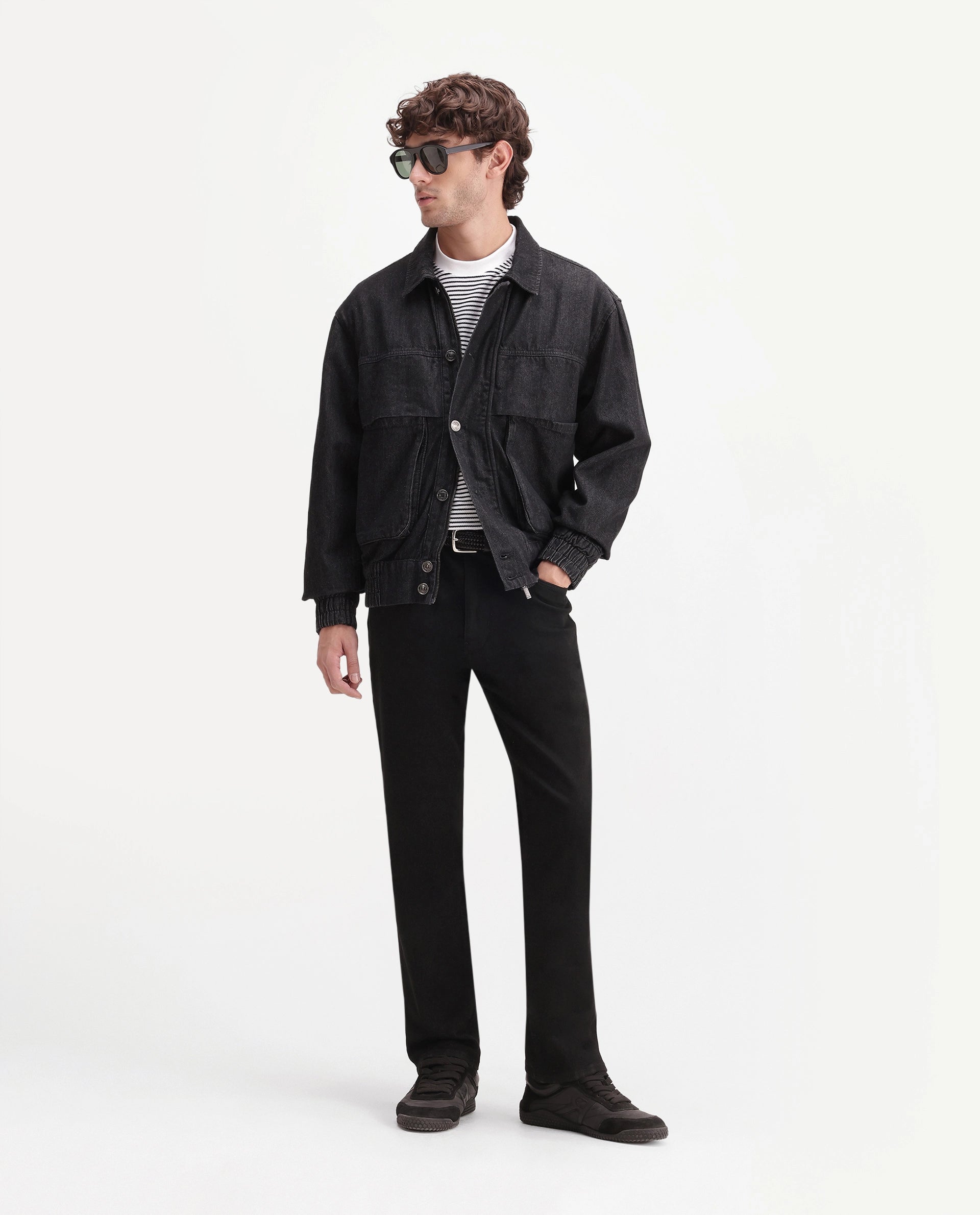 Rare Rabbit Men's Fizz 26 Black Cotton Blend Morris Regular Plain Jeans