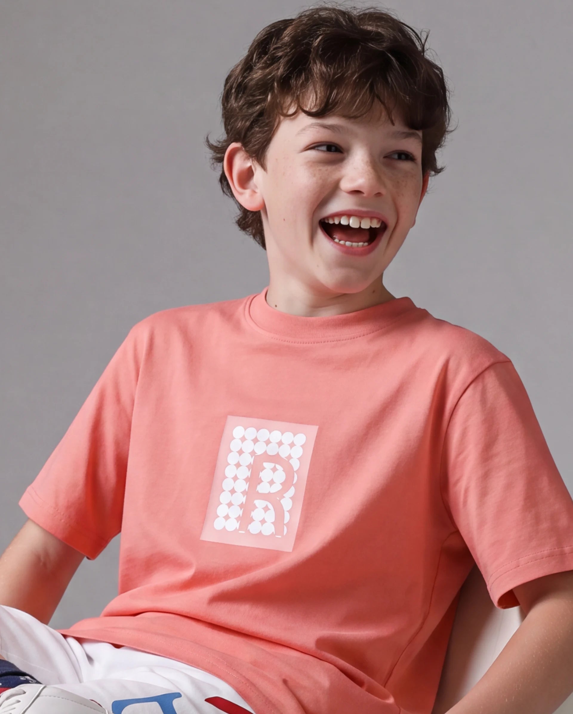 Rare Ones Kids Flan Dark Peach Cotton Blend Fabric Pull-On Closure Regular Fit T-Shirt