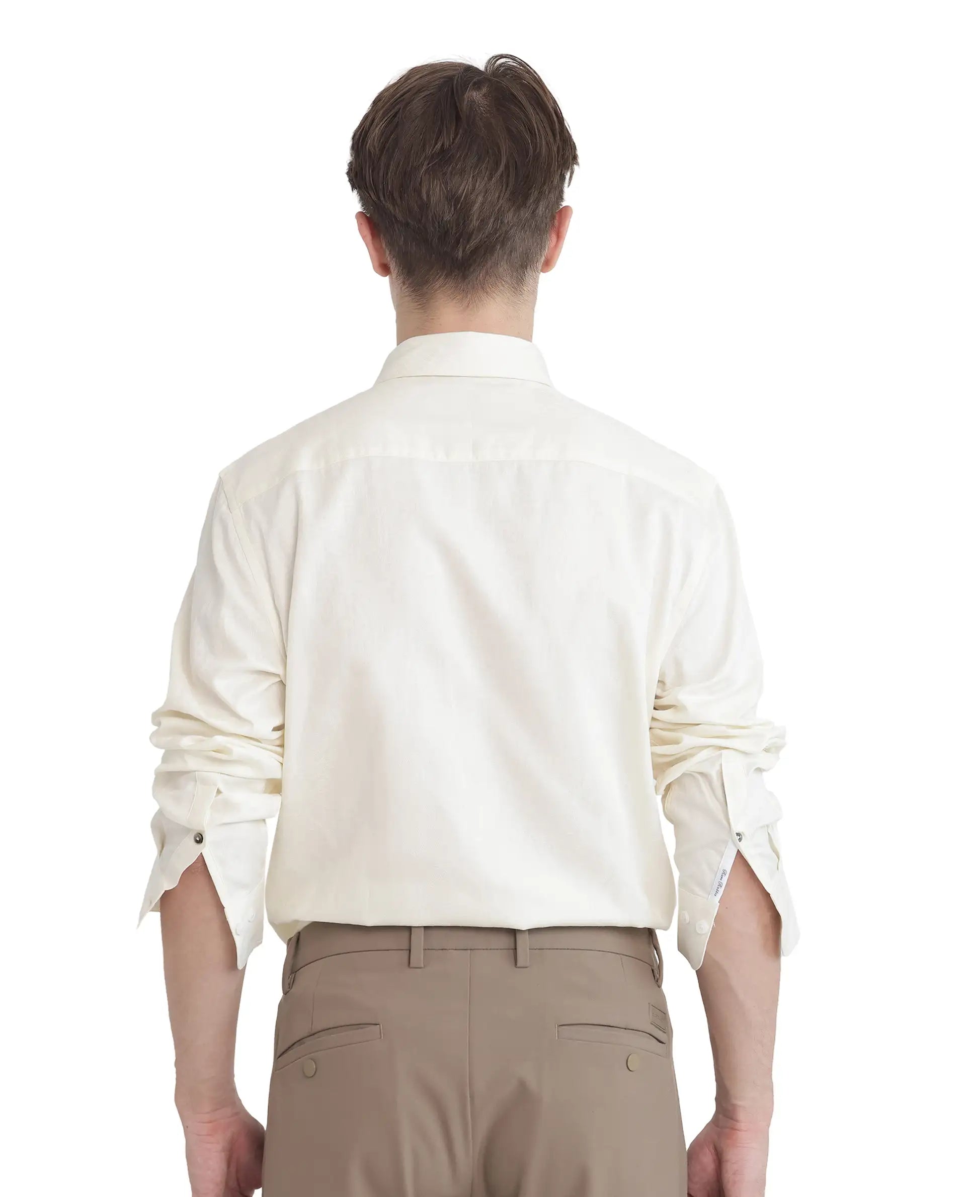 Rare Rabbit Men Flarp Off White Cotton Fabric Full Sleeve Collared Neck Button Closure Regular Fit Jacquard Shirt