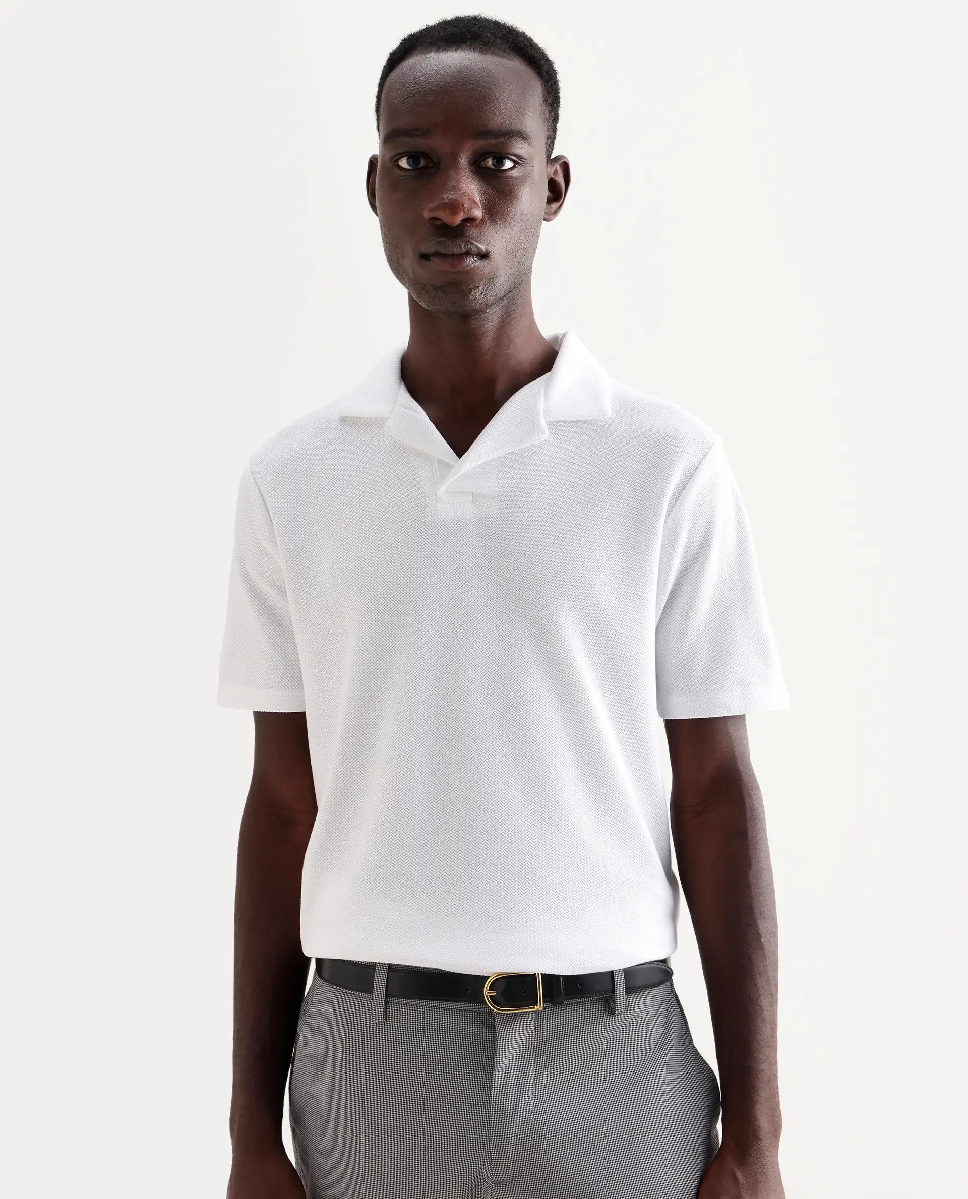 Rare Rabbit Men's Flen White Cotton Plain Regular Fit Half Sleeve Polo