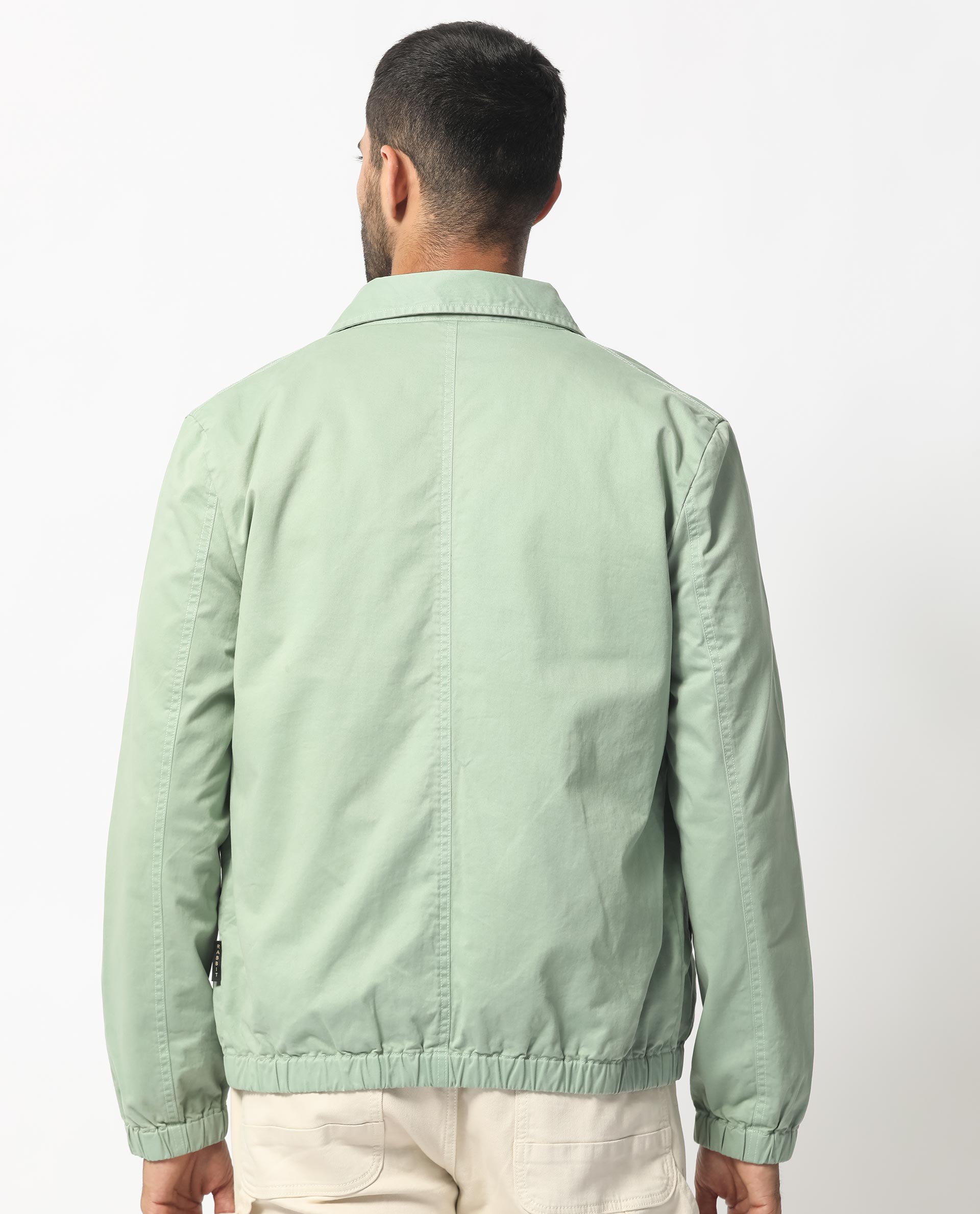 Rare Rabbit Men's Flinsten Dusky Green Cotton Plain Regular Fit Full S